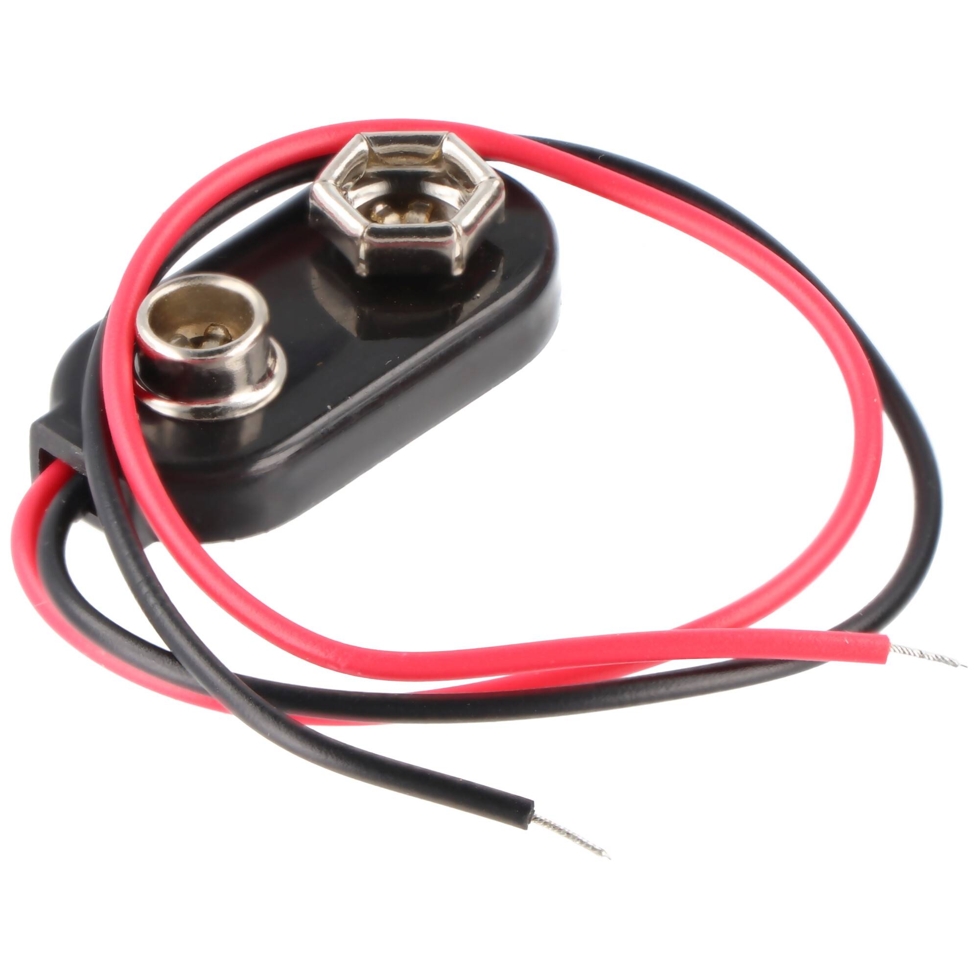 1x 9V Block Batteriehalter - lose Kabelenden, wasserabweisend – 9V Batterie Clip Anschluss, Batterie Halterung Elektroni