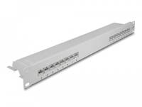 Delock Patch Panel - CAT 6a - RJ-45 X 16 - Grau - 1U - 48.3 cm (19") - 16x RJ-45