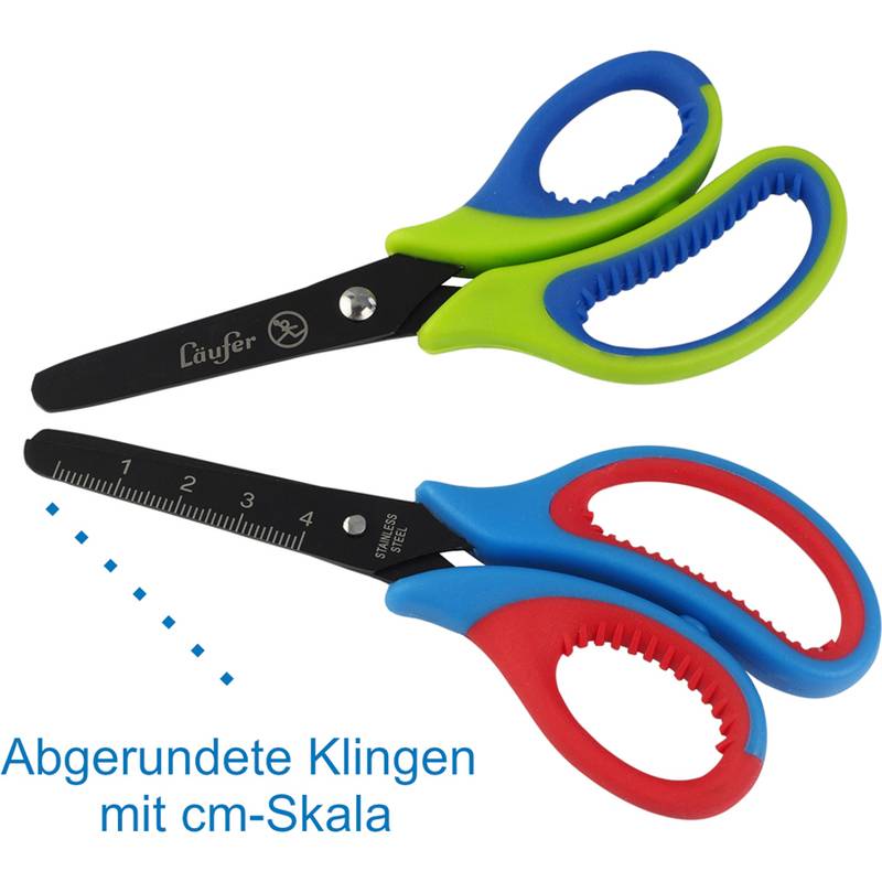 Läufer Ergonomische Bastelschere, Länge: 130 mm, grün/blau