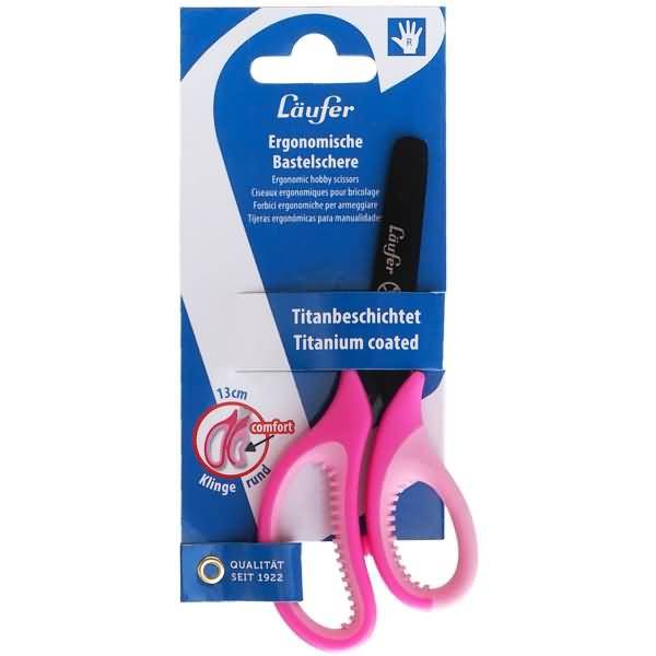 Bastelschere 13cm rund mit weichem Komfortgriff pink-lila