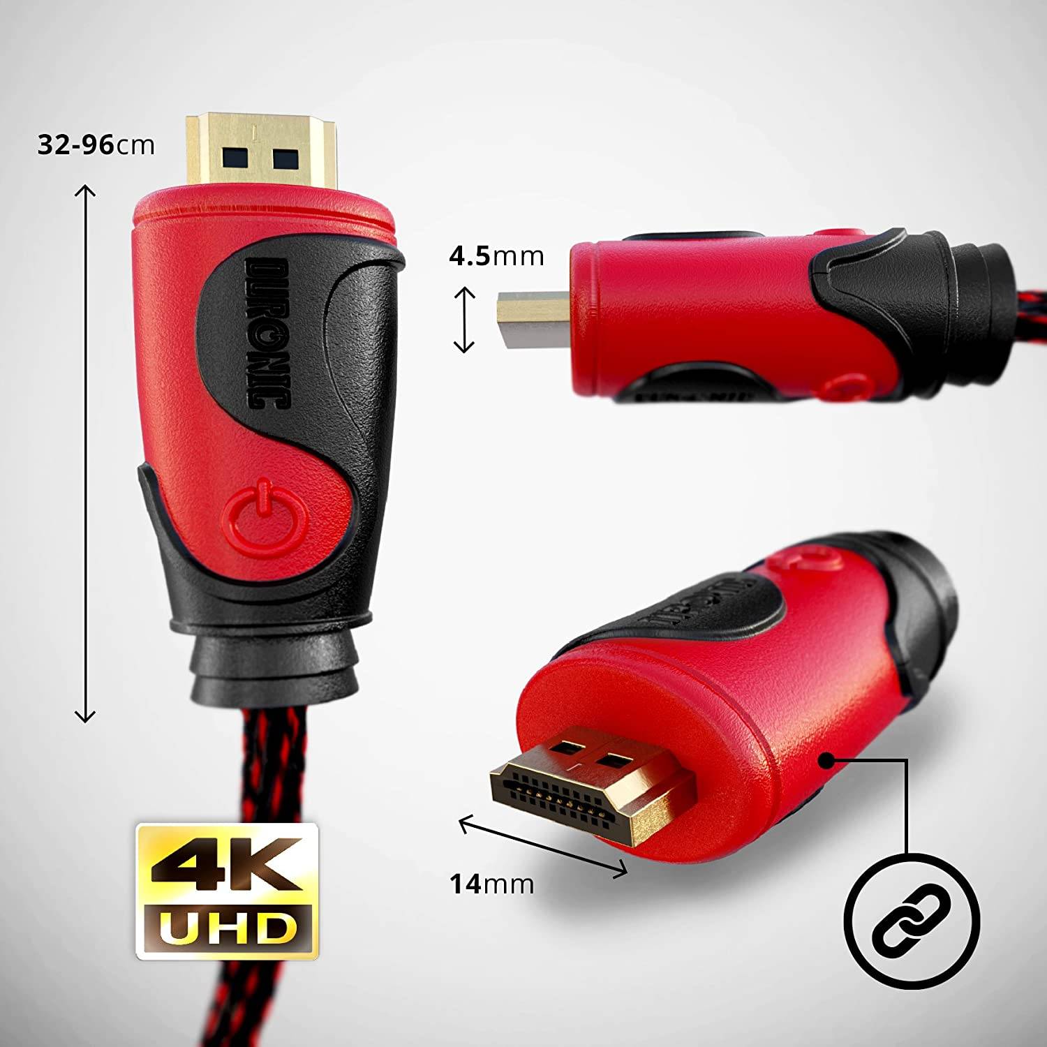 Duronic HDC03 HDMI-Kabel 2m - 24k Goldkontakte - High-Speed HDMI V2.0 für Ultra-HD 2160p 4K Auflösung - Für PS5 und VR