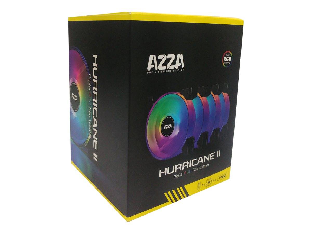 AZZA Lüfter Hurricane II ARGB fan 120mm; 4-in-1 set + RF Rem