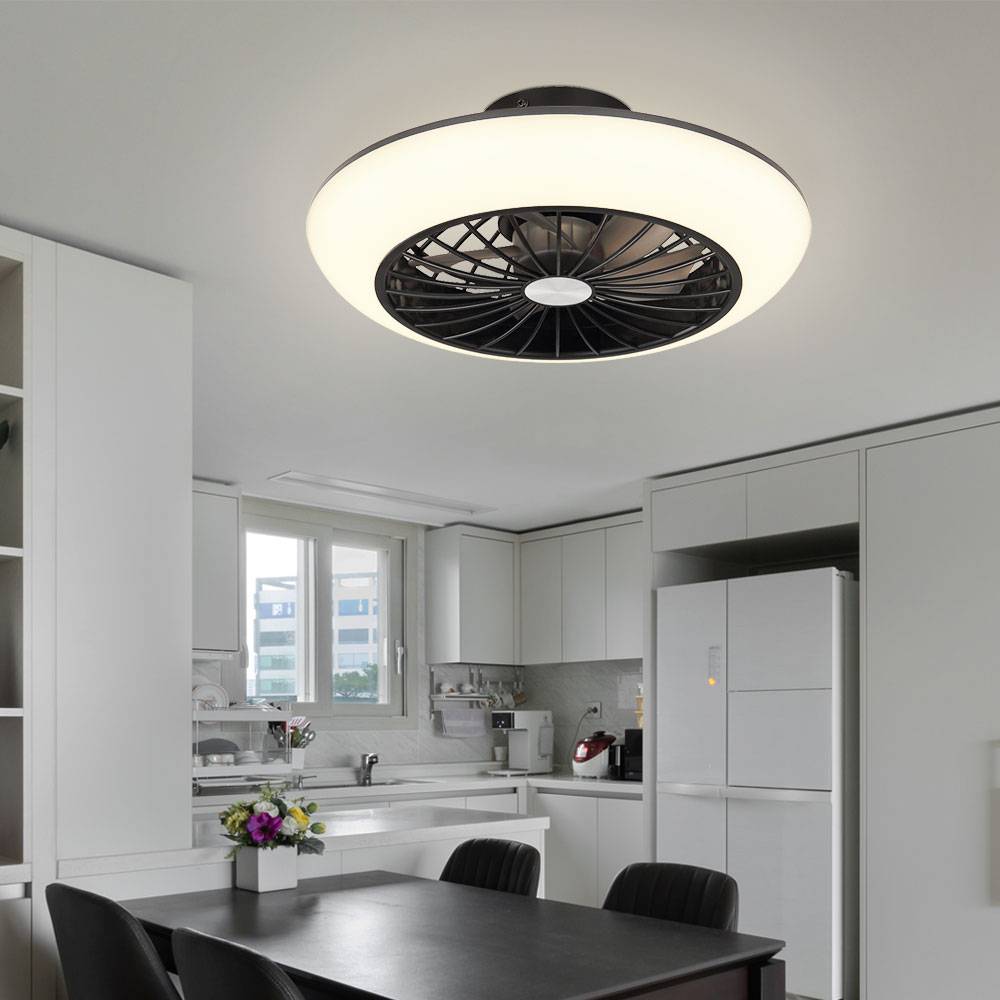 Deckenventilator mit Beleuchtung leise Deckenleuchte mit Ventilator Deckenlampe Schlafzimmer, Memoryfunktion kühlend, 18 Watt LED 1100lm 3000K, DxH