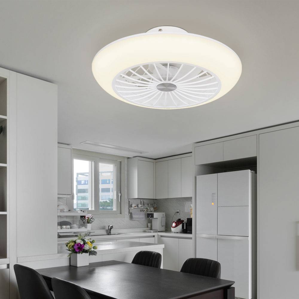 Deckenventilator mit Beleuchtung leise Deckenleuchte mit Ventilator Deckenlampe Schlafzimmer, Memoryfunktion kühlend, 18 Watt LED 1400lm 3000K, DxH
