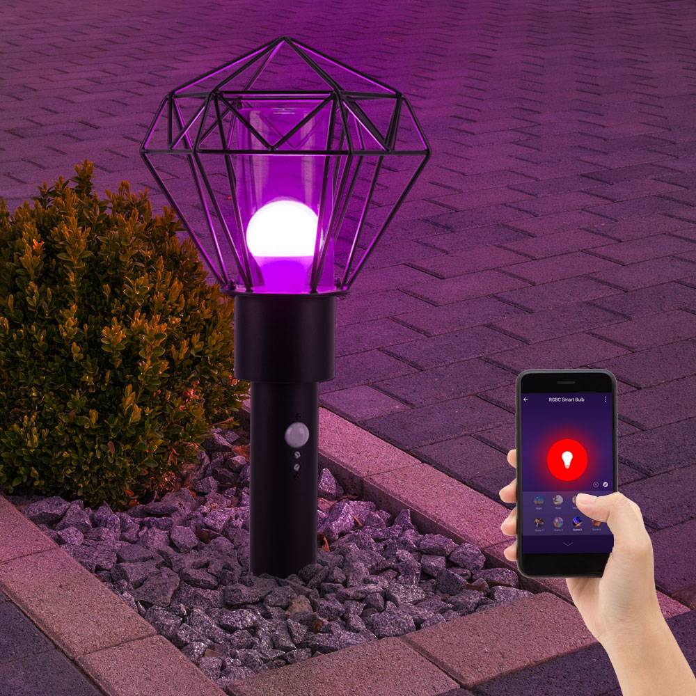 Außenbeleuchtung Standleuchte Außen mit Bewegungsmelder Garten Stehlampe Aussen Bewegungsmelder, CCT dimmbar, 1x Smart Home RGB LED 10W 806Lm, LxBxH