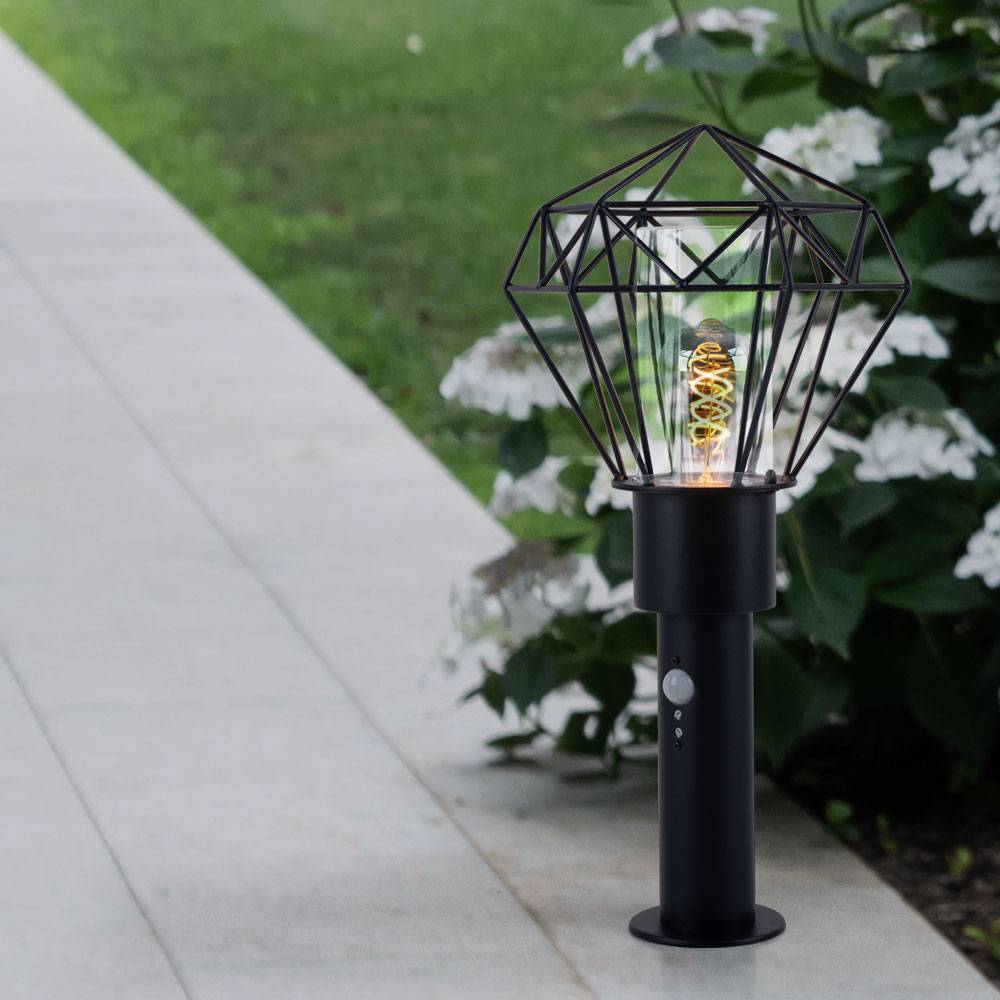 Außenbeleuchtung Standleuchte Säulenlampe Außen mit Bewegungsmelder Garten Stehlampe Aussen Bewegungsmelder, Fernbedienung dimmbar, 1x RGB LED 9W