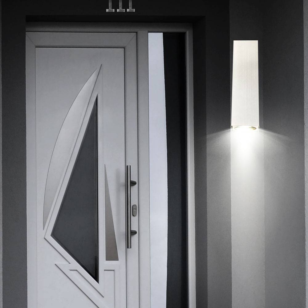 Außenleuchte Edelstahl Wandlampe Außenwandleuchte silber Gartenlampe, Downstrahler, 1x E27, BxH 30x7,5 cm