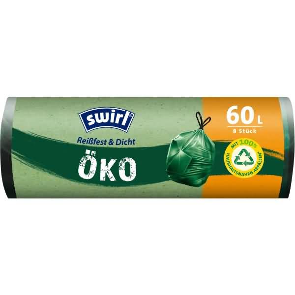 Öko-Müllsack mit Zugband 60l grün 8 Stück