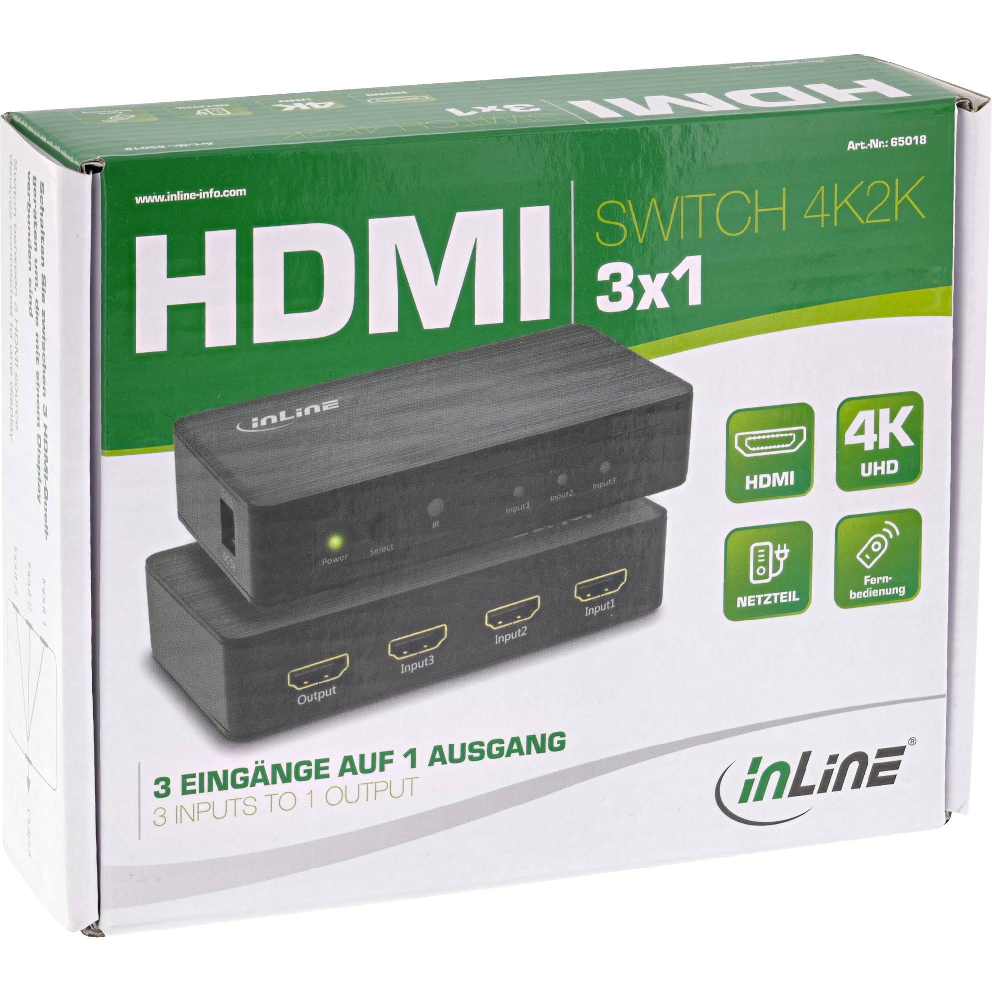 INLINE - HDMI Switch - 3-fach - 4K2K@60Hz - HDCP 2.2