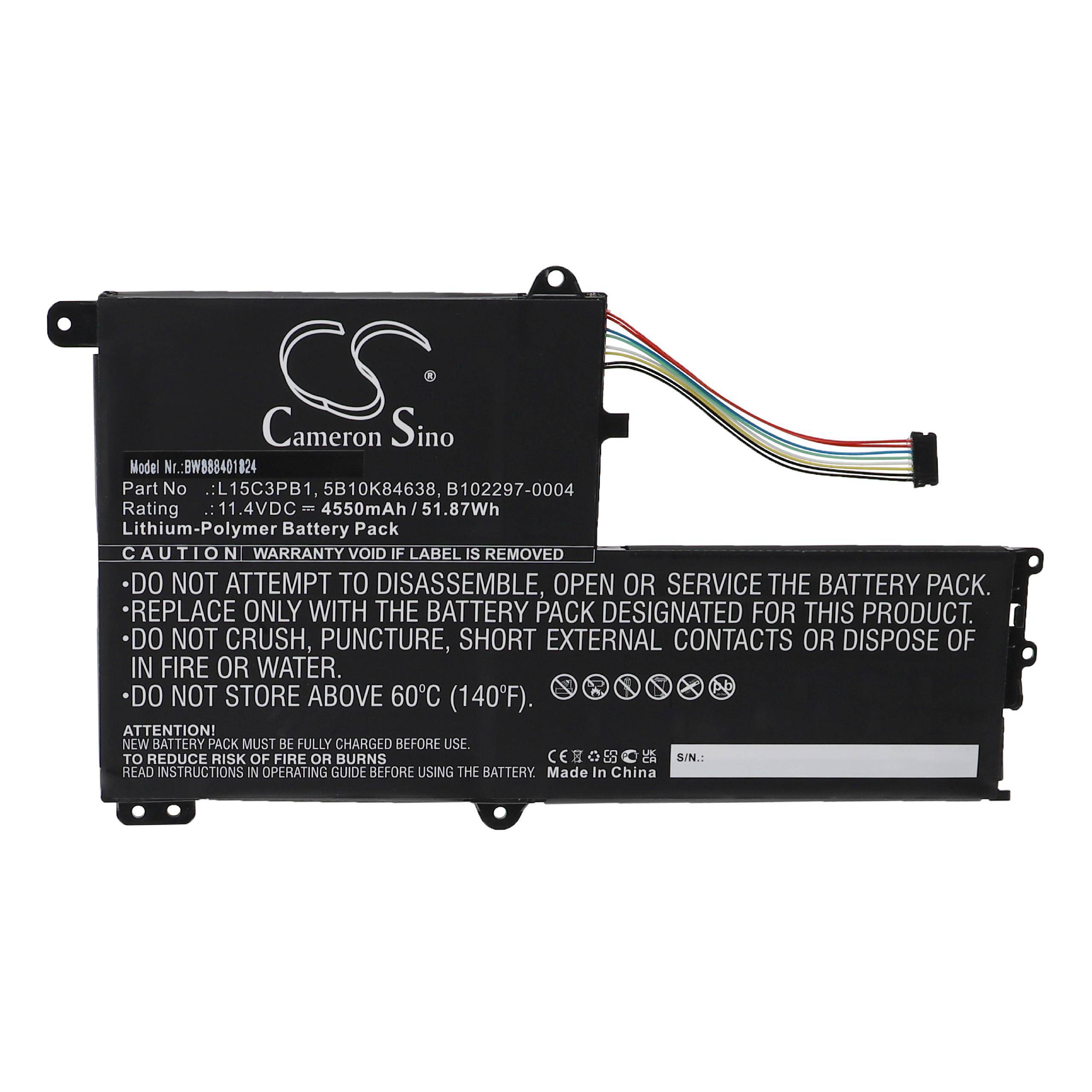 vhbw Akku Ersatz für Lenovo L15M3PB0, L15C3PB1, B102297-0004, 5B10K84638 für Notebook (4550 mAh, 11,4 V, Li-Polymer)