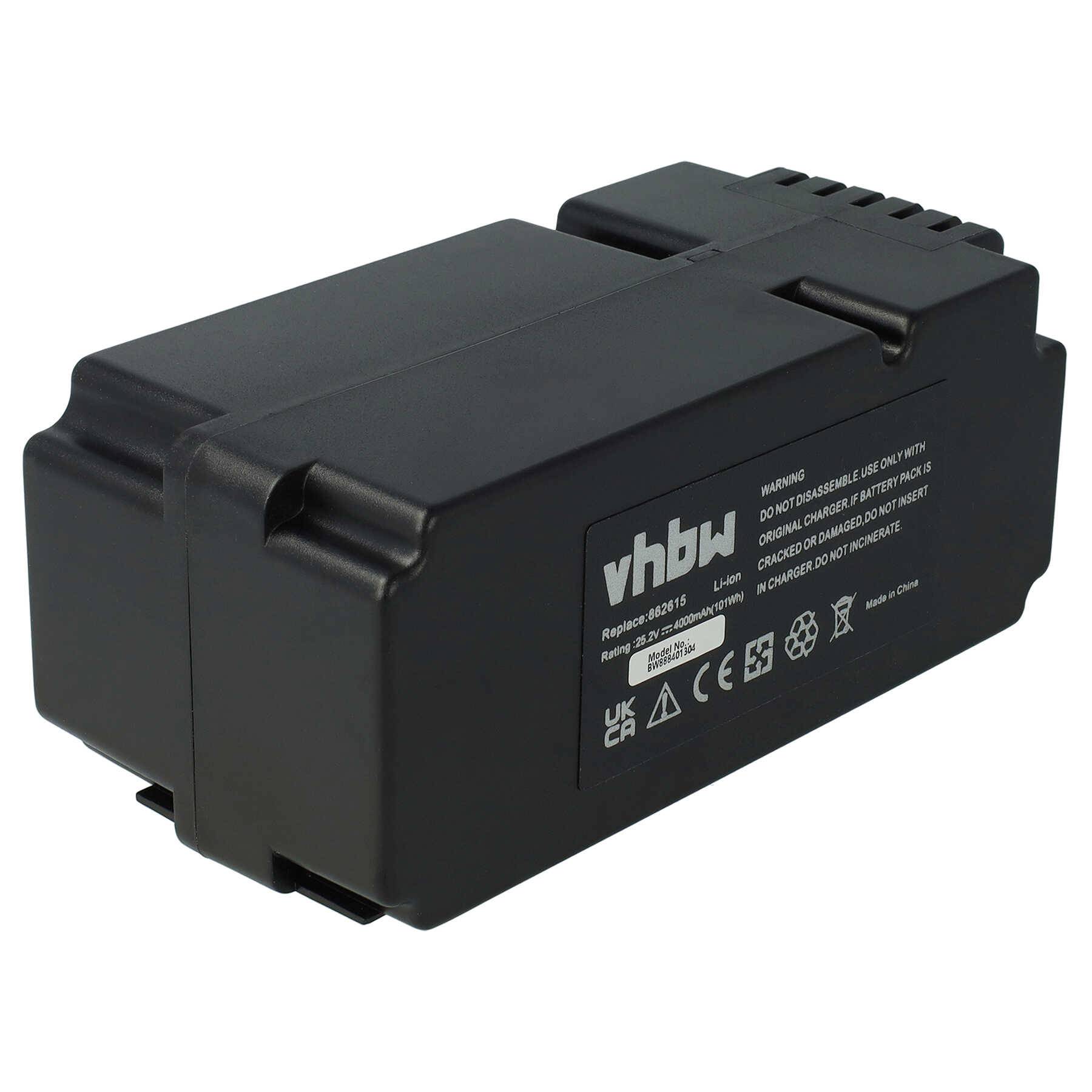 Schwarzes wiederaufladbares Batteriepaket mit gekennzeichneter Seite, auf weißem Hintergrund dargestellt.