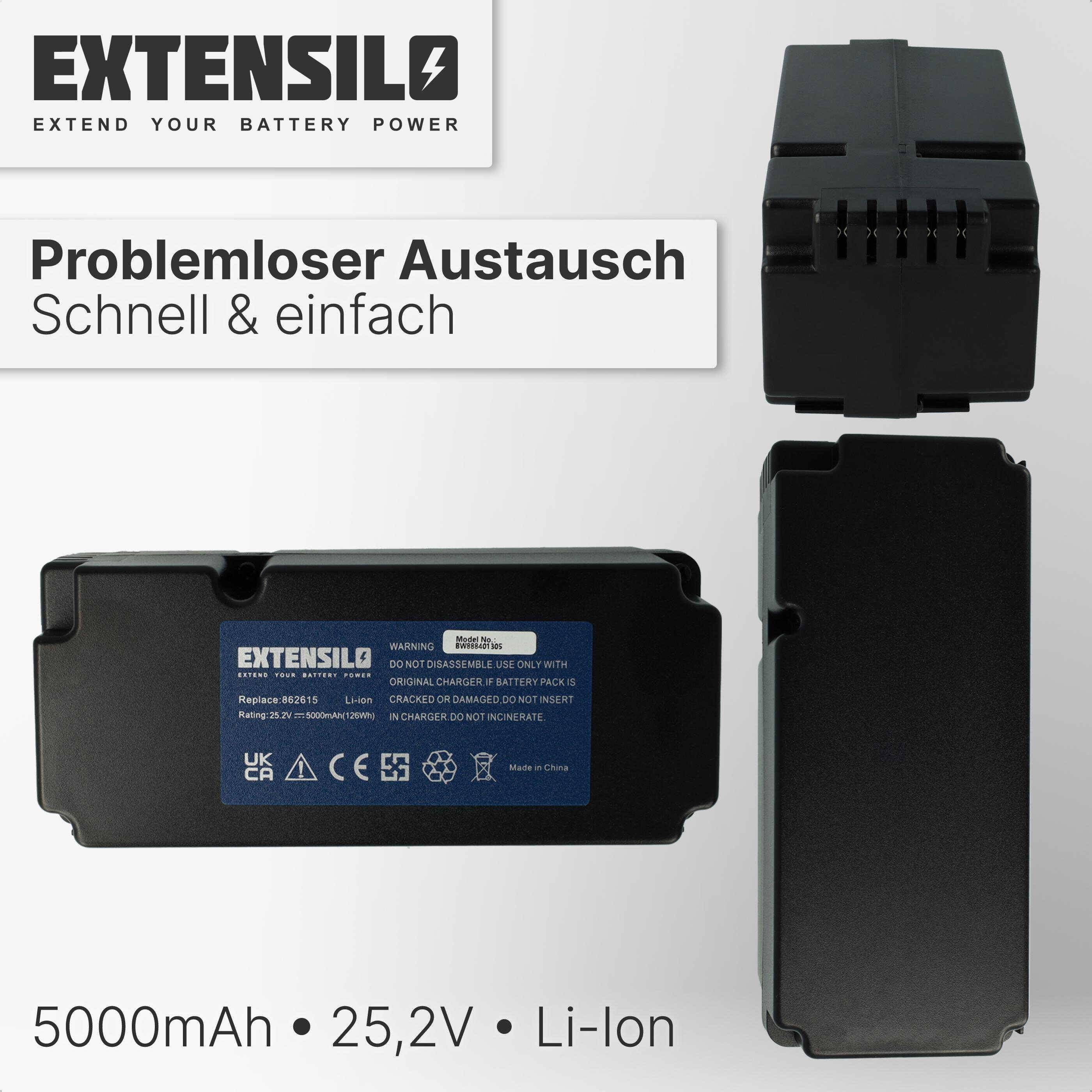 EXTENSILO Akku kompatibel mit Yard Force SA650B, NX60i, NX80i, SA1000, SA600H, SA500ECO, SA500, SA1500 Rasenroboter Rasenmäher (5000mAh 25,2V