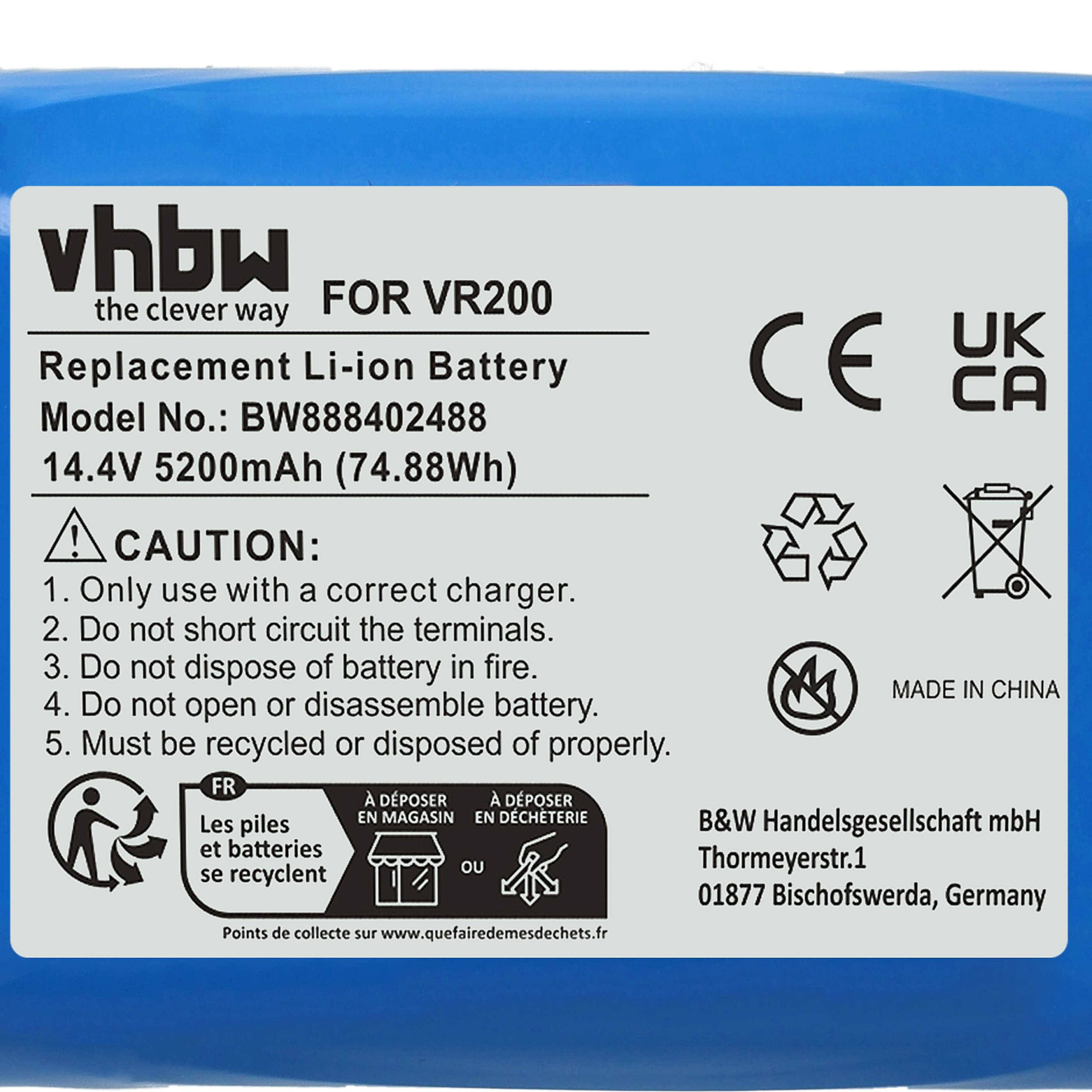 vhbw Akku Ersatz für Vorwerk 20884-1 | Saugroboter (5200 mAh, 14,4 V, Li-Ion)