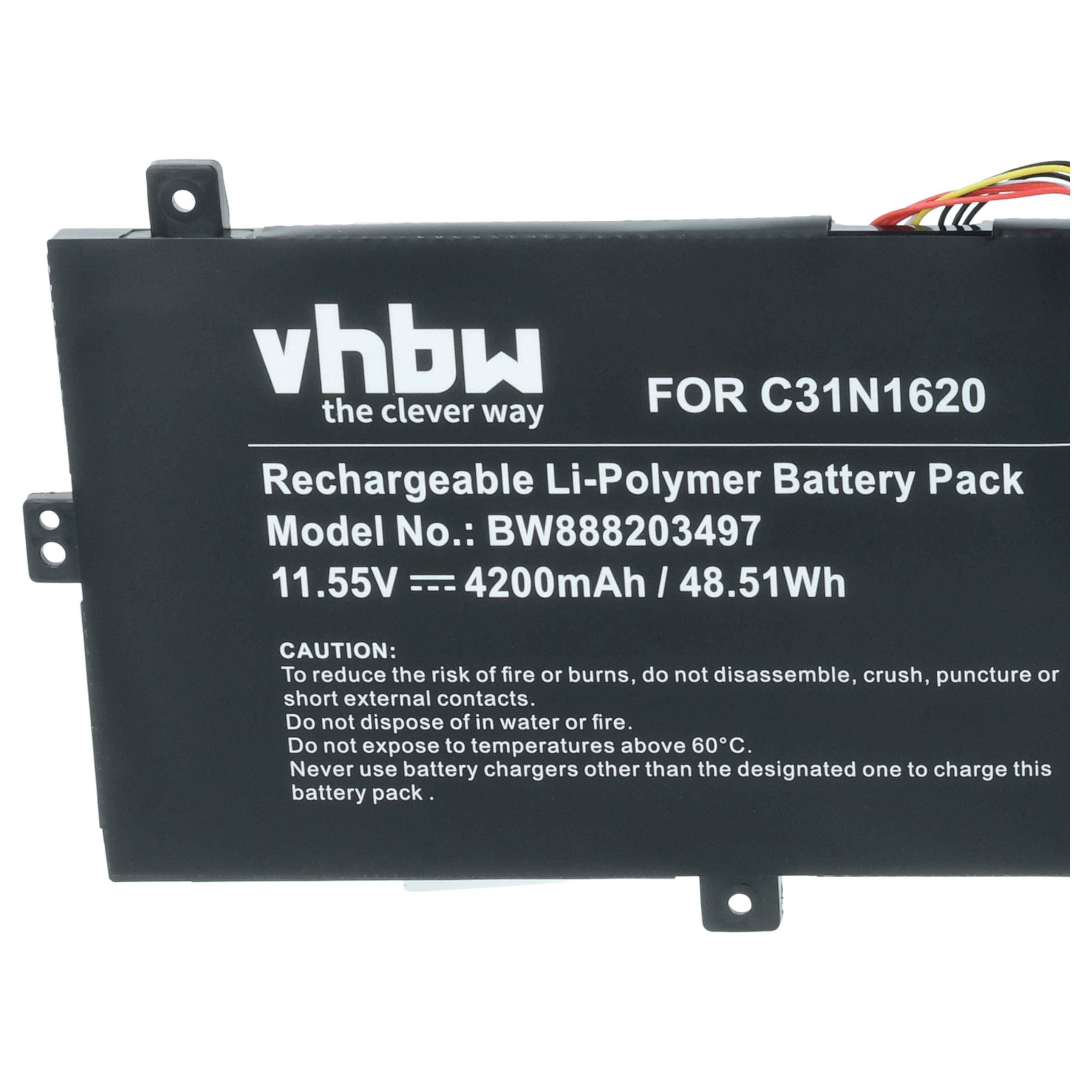 vhbw Akku kompatibel mit Asus ZenBook UX430UQ-GV147T, UX430UQ-GV151T, UX430UQ-GV154T Notebook (4200 mAh, 11,55 V, Li-Polymer)