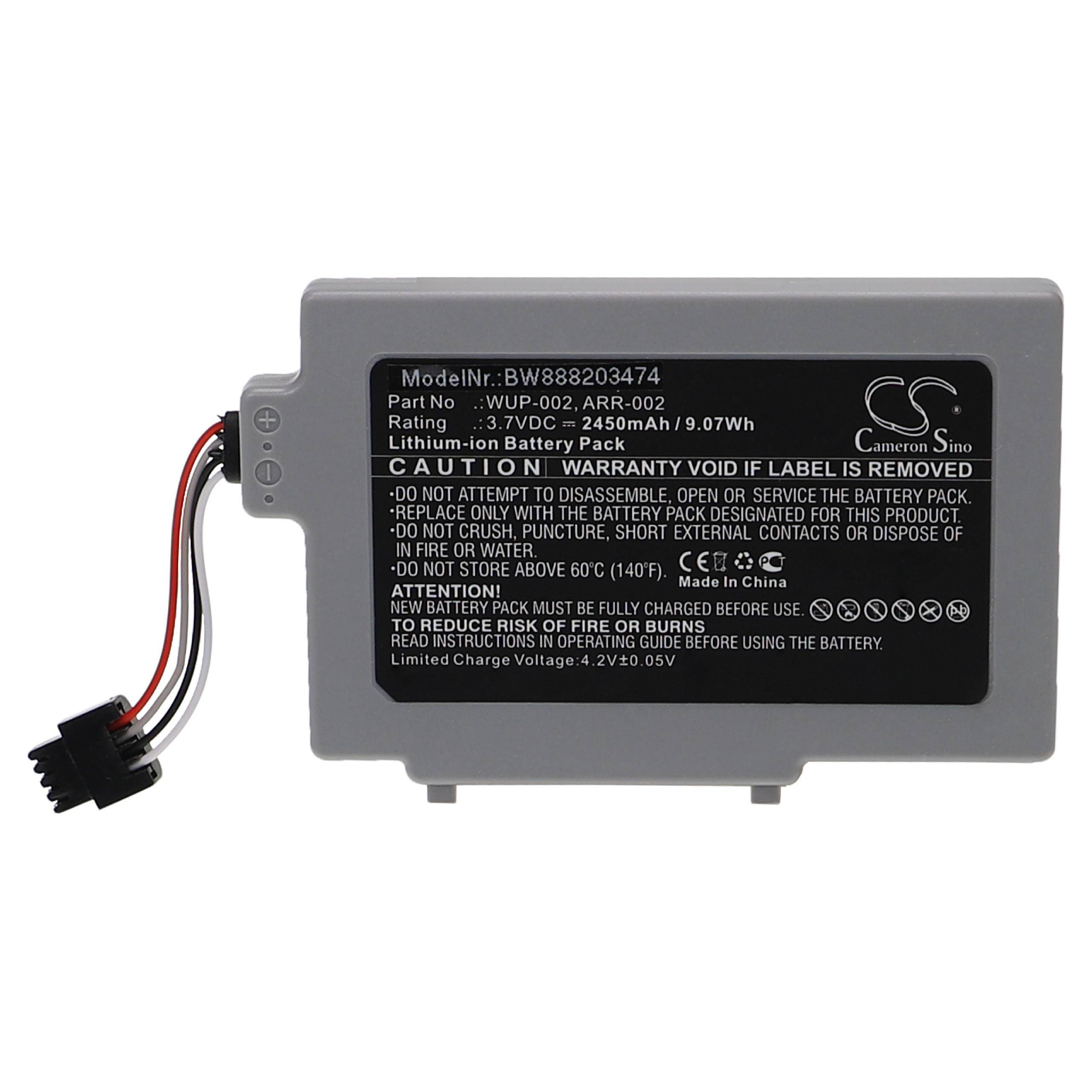 vhbw Akku Ersatz für Nintendo ARR-002, WUP-002 für Controller (2450mAh, 3,7V, Li-Ion)