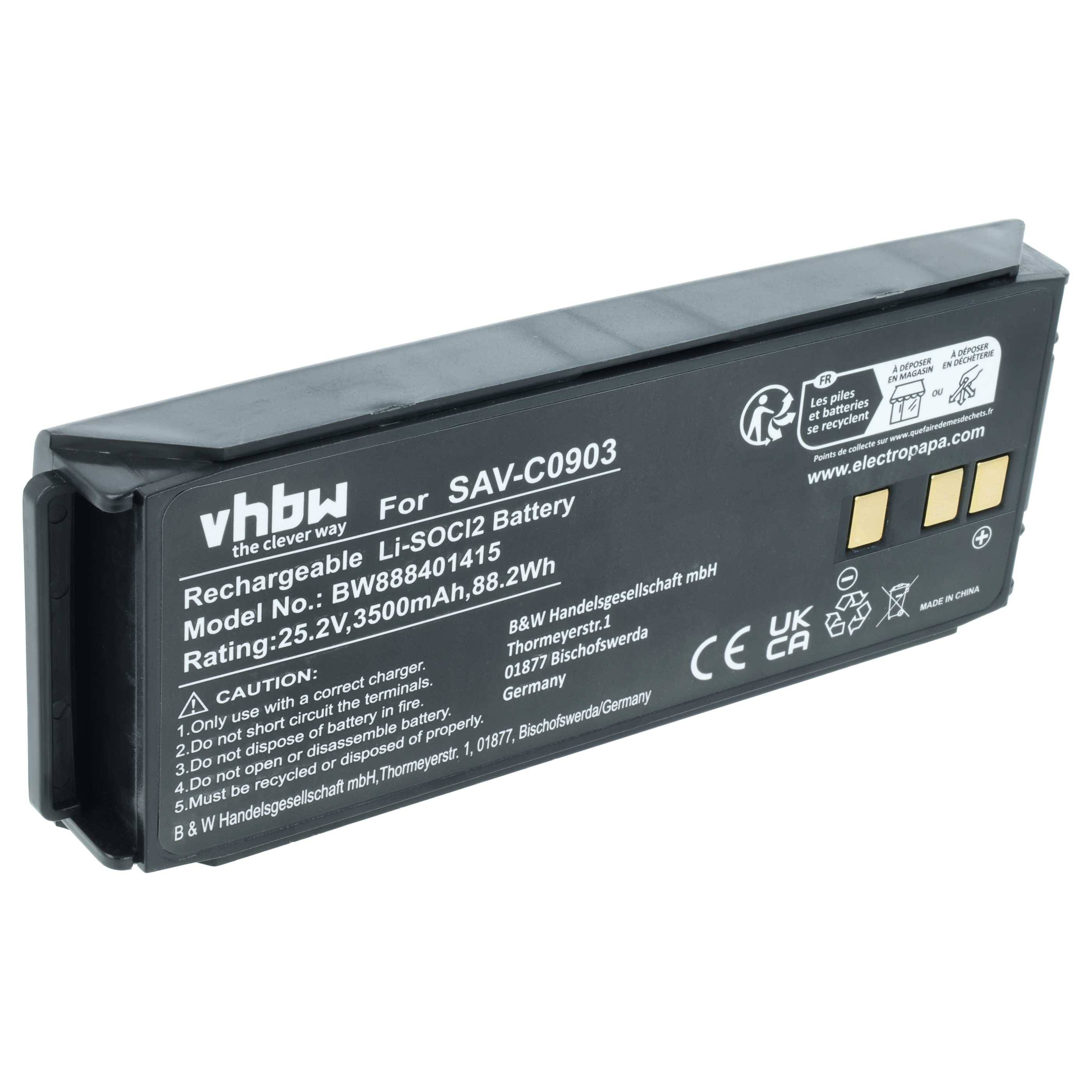 Schwarzer wiederaufladbarer Lithium-Ionen-Akku mit der Bezeichnung „vhbw