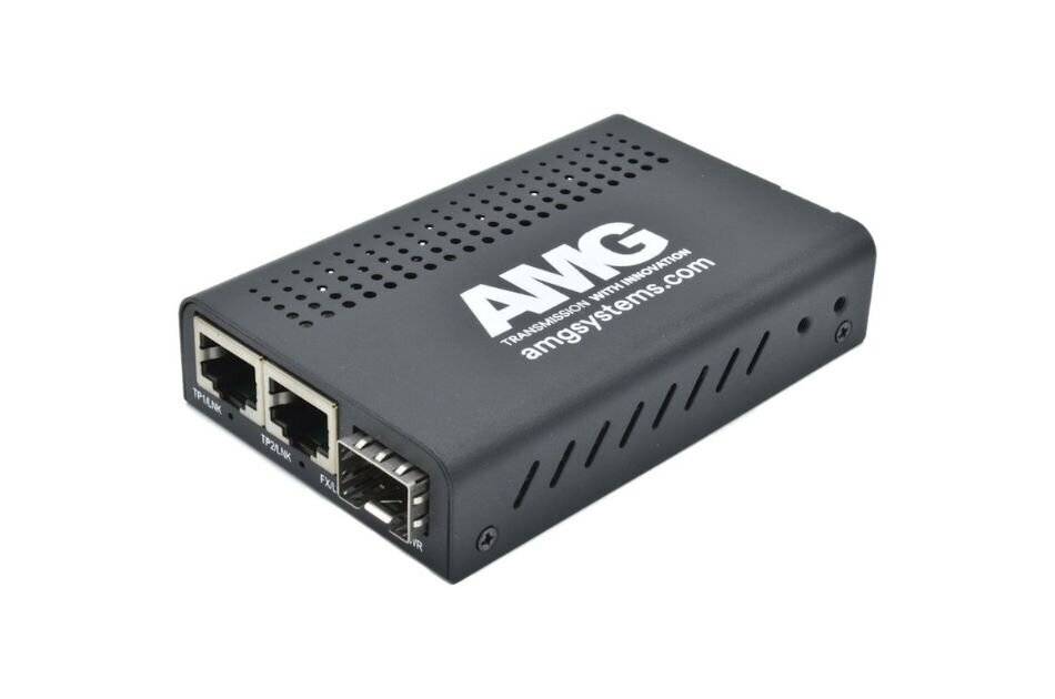 AMG Systems AMG210M-2G-1S, Medienkonverter, für 0°C bis 50°, 2 x 10/100/1000BT RJ45, 1 x 100/1000FX SFP, ohne SFP