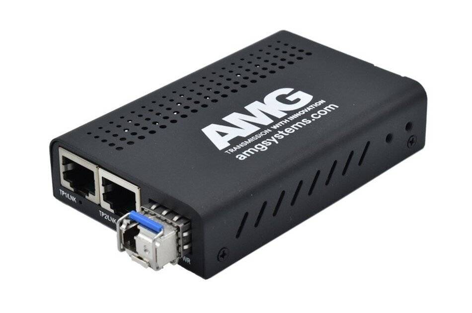 AMG Systems AMG210M-2G-1SM1A, Medienkonverter, für 0°C bis 50°, 2 x 10/100/1000BT RJ45, 1 x GFX, MM, 1 Faser, A Typ