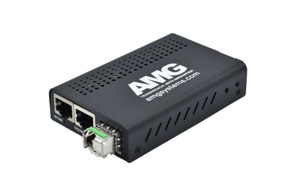 AMG Systems AMG210M-2G-1SS1B, Medienkonverter, für 0°C bis 50°, 2 x 10/100/1000BT RJ45, 1 x GFX, SM, 1 Faser, B Typ