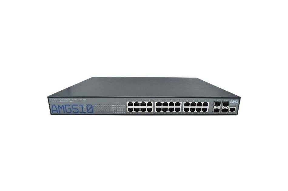AMG Systems AMG510-24GAT-4XS-P460, Managed Switch, 24 x 1GBT 30W PoE (460W max.), 4 x 1/10GFX SFP Slots, 2 Netzteile
