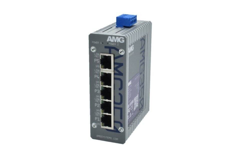 AMG Systems AMG350-5G, Industrieller 5 Port Unmanaged Switch, 5 x 10/100/1000 RJ45, 12-56VDC Eingangsspannung