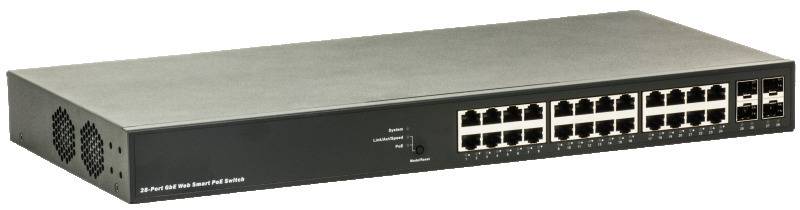 Barox barox RY-GSP22-26/370, Managed Gigabit-Switch, 24x 10/100/1000Base-T Ports, 2x SFP Uplink-Slots, PoE/PoE+ mit 370