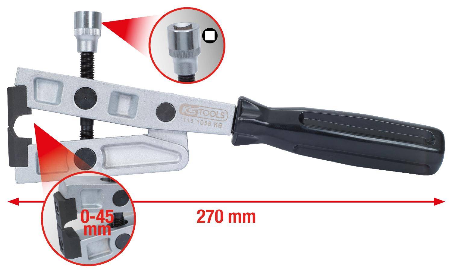 KS TOOLS Schlauchklemmenzange für Drehmomentanzug, 270mm