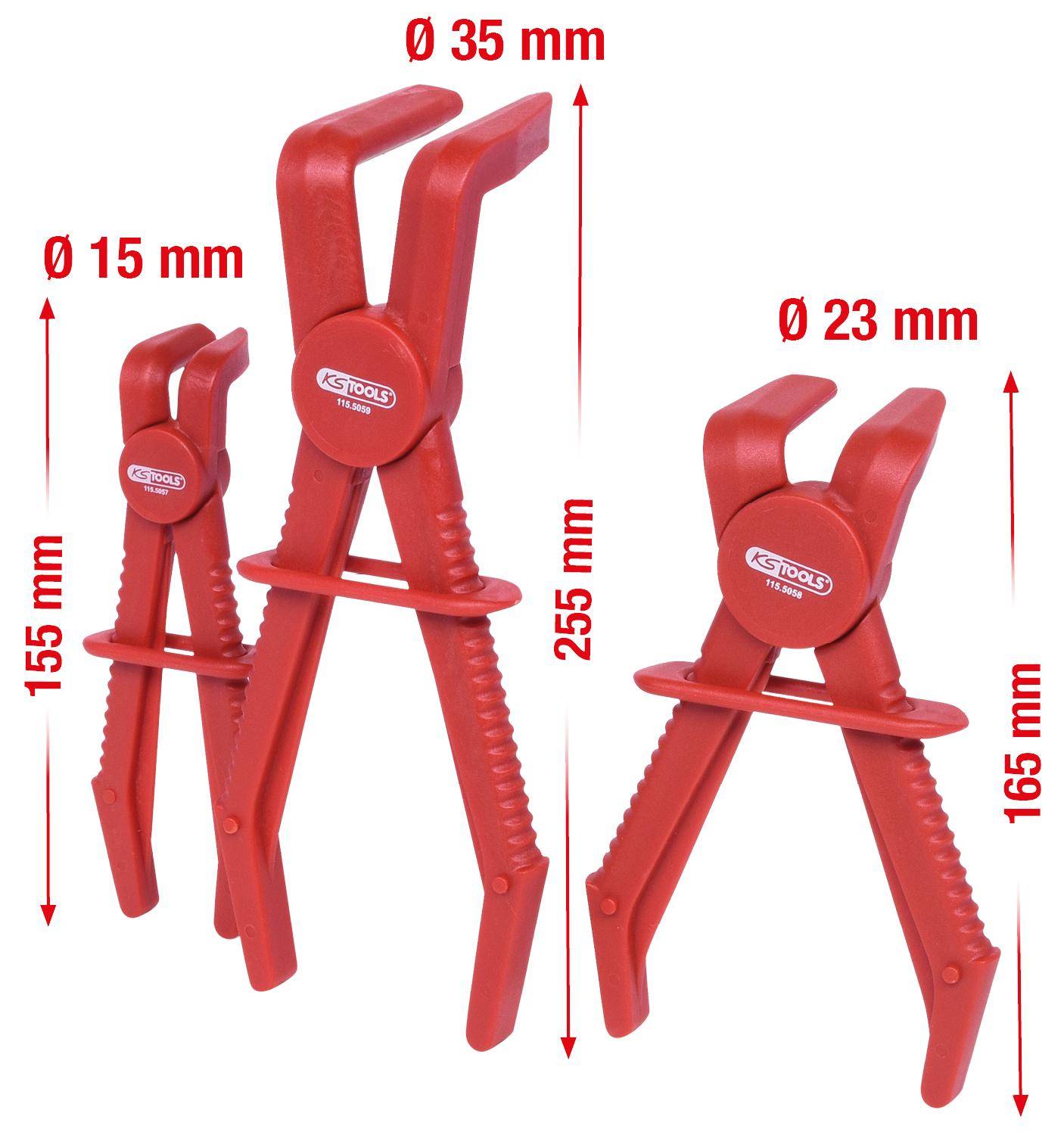 KS TOOLS Schlauch-Abklemm-Zangen-Satz 90, 3-tlg