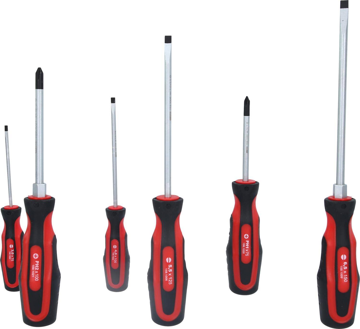 KS TOOLS ERGOTORQUEplus Schraubendreher-Satz, 6-tlg Schlitz, PH