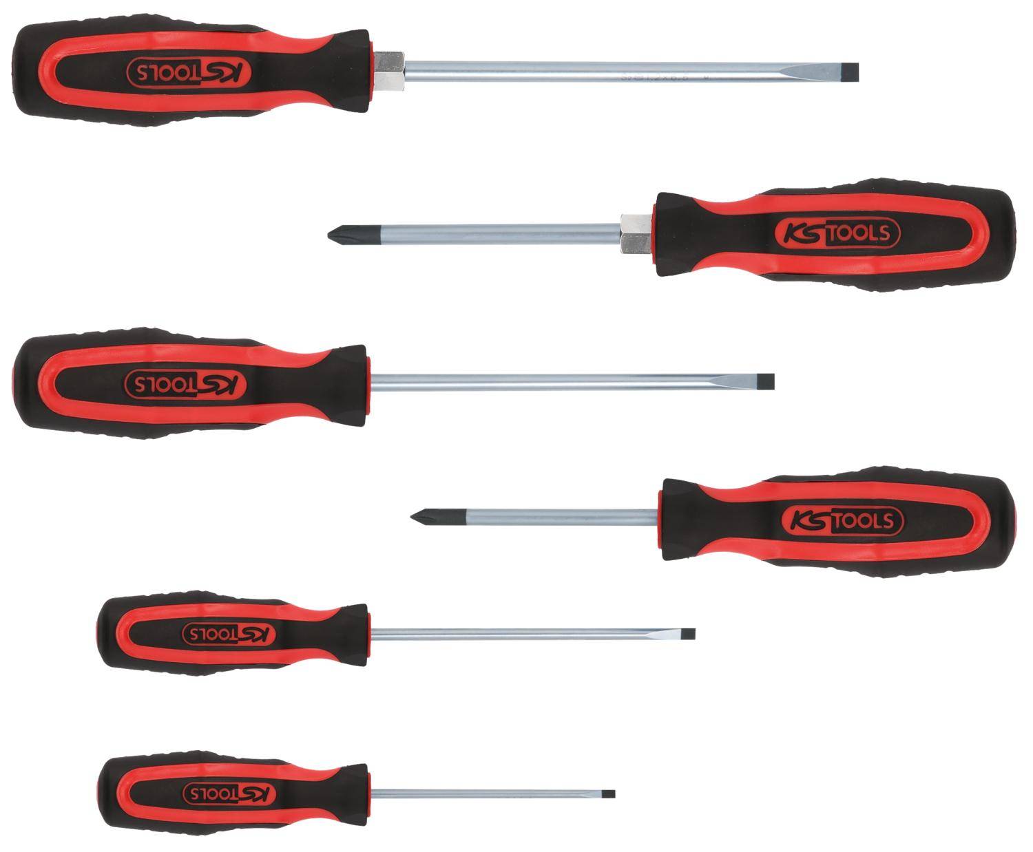 KS TOOLS ERGOTORQUEplus Schraubendreher-Satz, 6-tlg Schlitz, PH