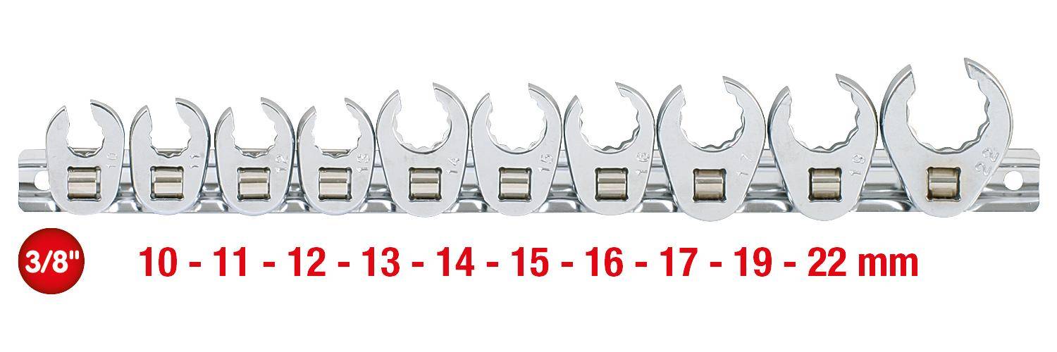 KS TOOLS 3/8" 12-kant-Einsteck-Maulschlüssel-Satz, 10-tlg10-22mm