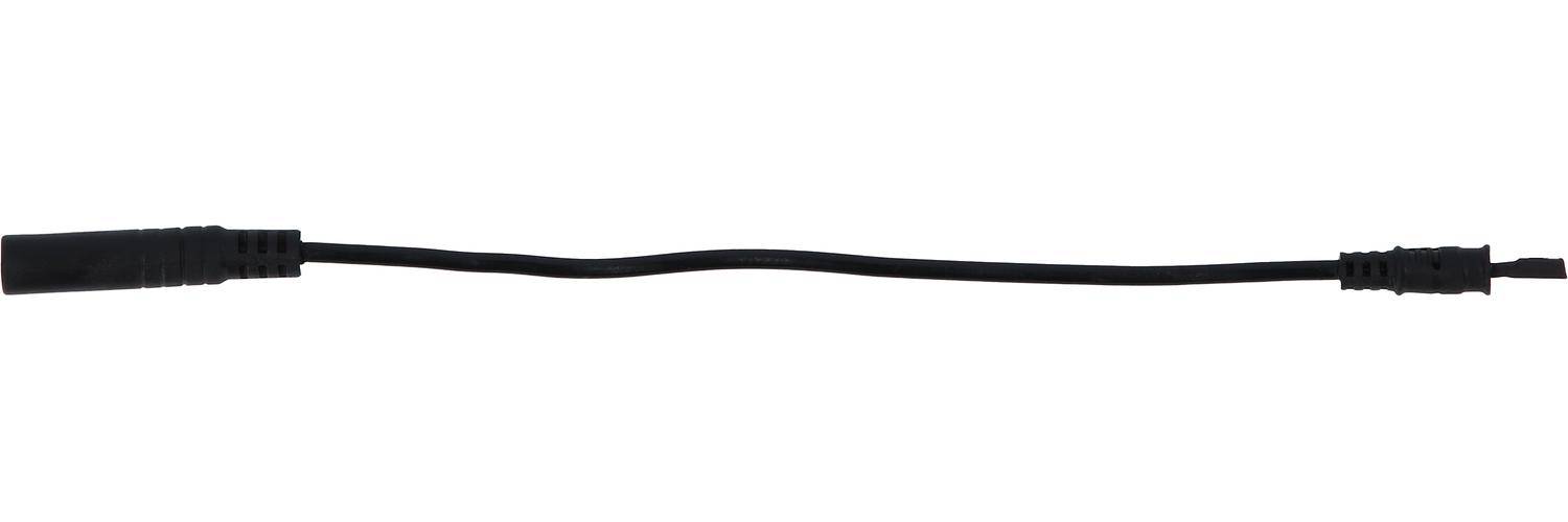 Ein langes, schwarzes, leicht gekrümmtes Objekt, wahrscheinlich ein Kabel oder Kord, vor einem einfarbigen weißen Hintergrund.