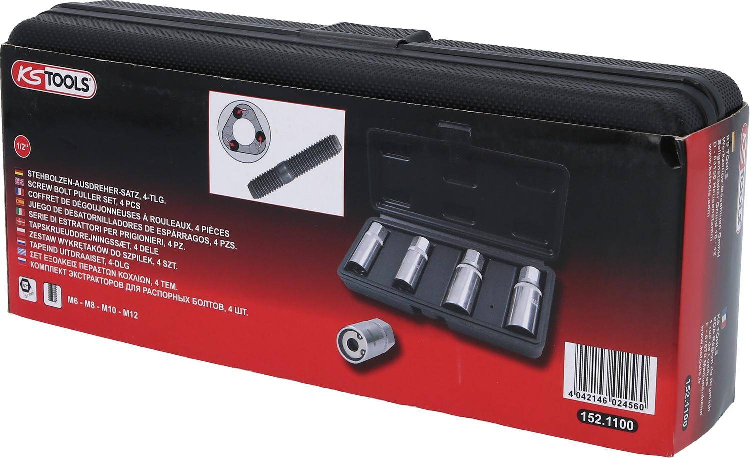 KS TOOLS Stehbolzen-Ausdreher-Satz, 4-tlg