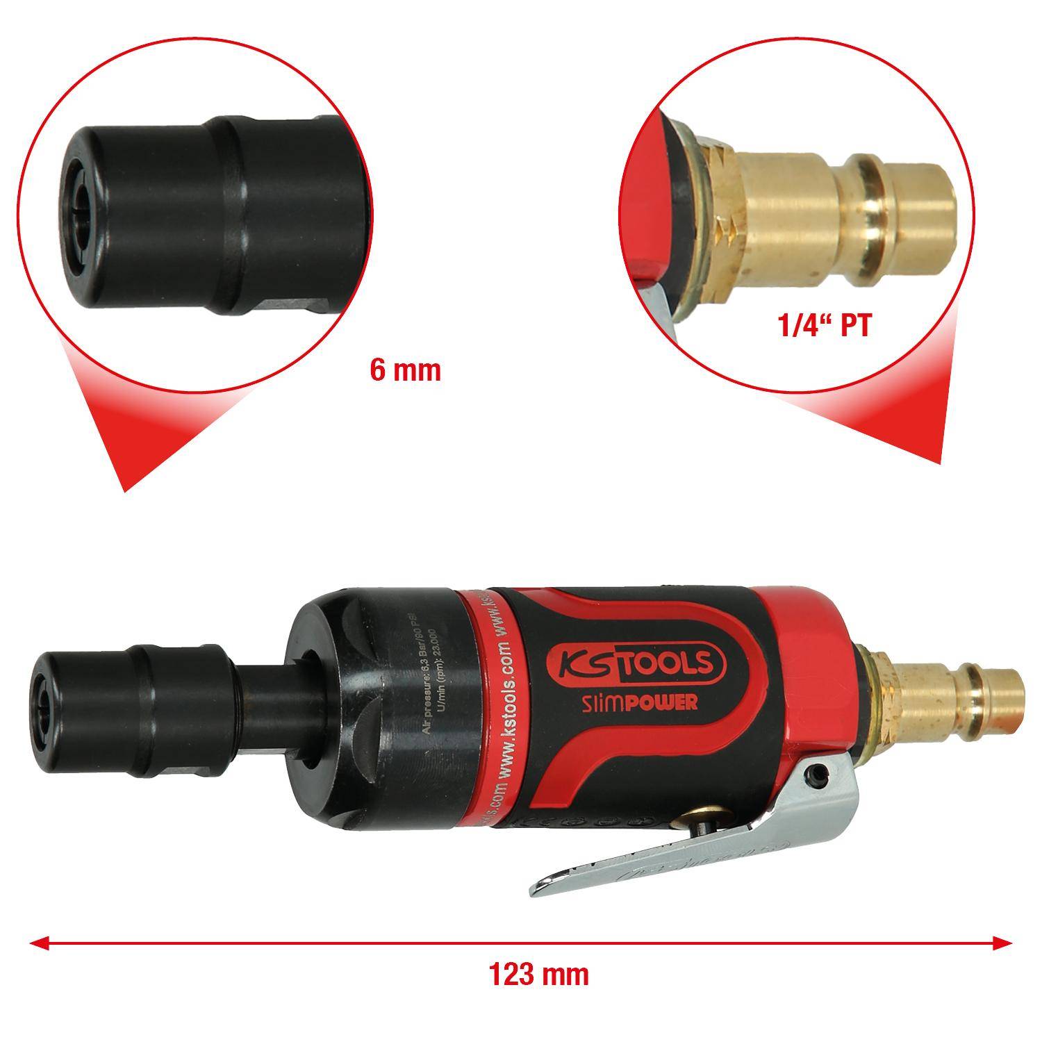 KS TOOLS SlimPOWER Mini-Druckluft-Stabschleifer, gerade