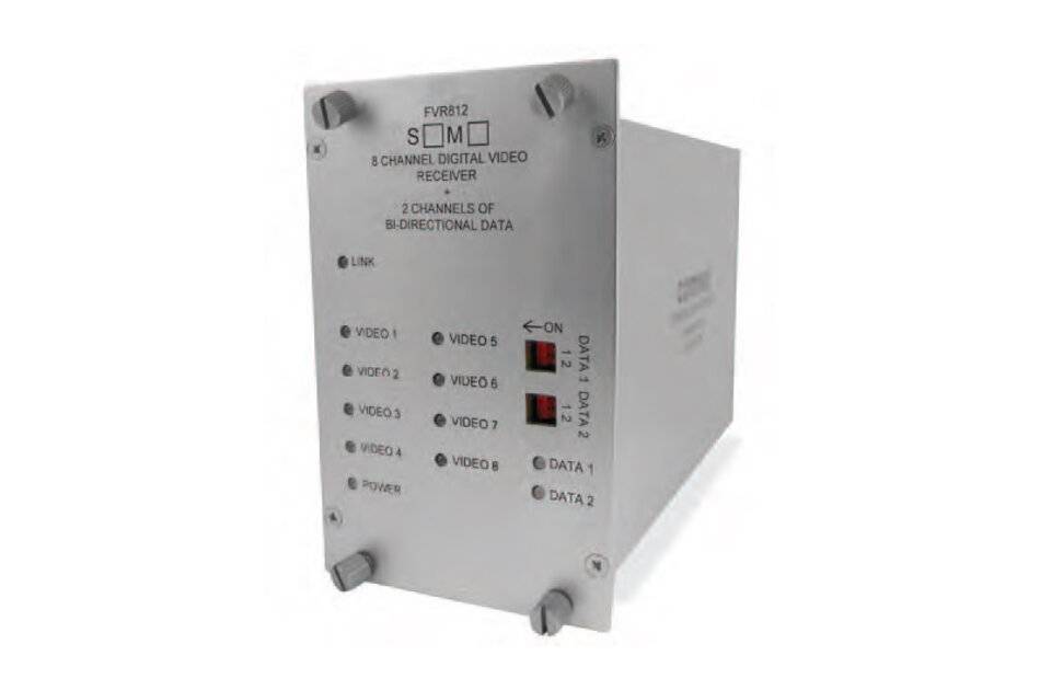 Vorderansicht eines Metall-Elektronikmoduls mit der Bezeichnung „SMD 8 CHANNEL DIGITAL VIDEO RECEIVER