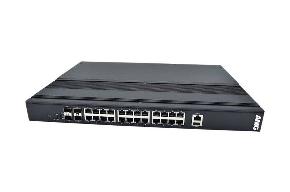 AMG Systems AMG560-24GAT-4S-P300, Industrieller managed Switch, 24 x 10/100/1000BT 30W POE, 4 x 100/1000FX SFP Slots