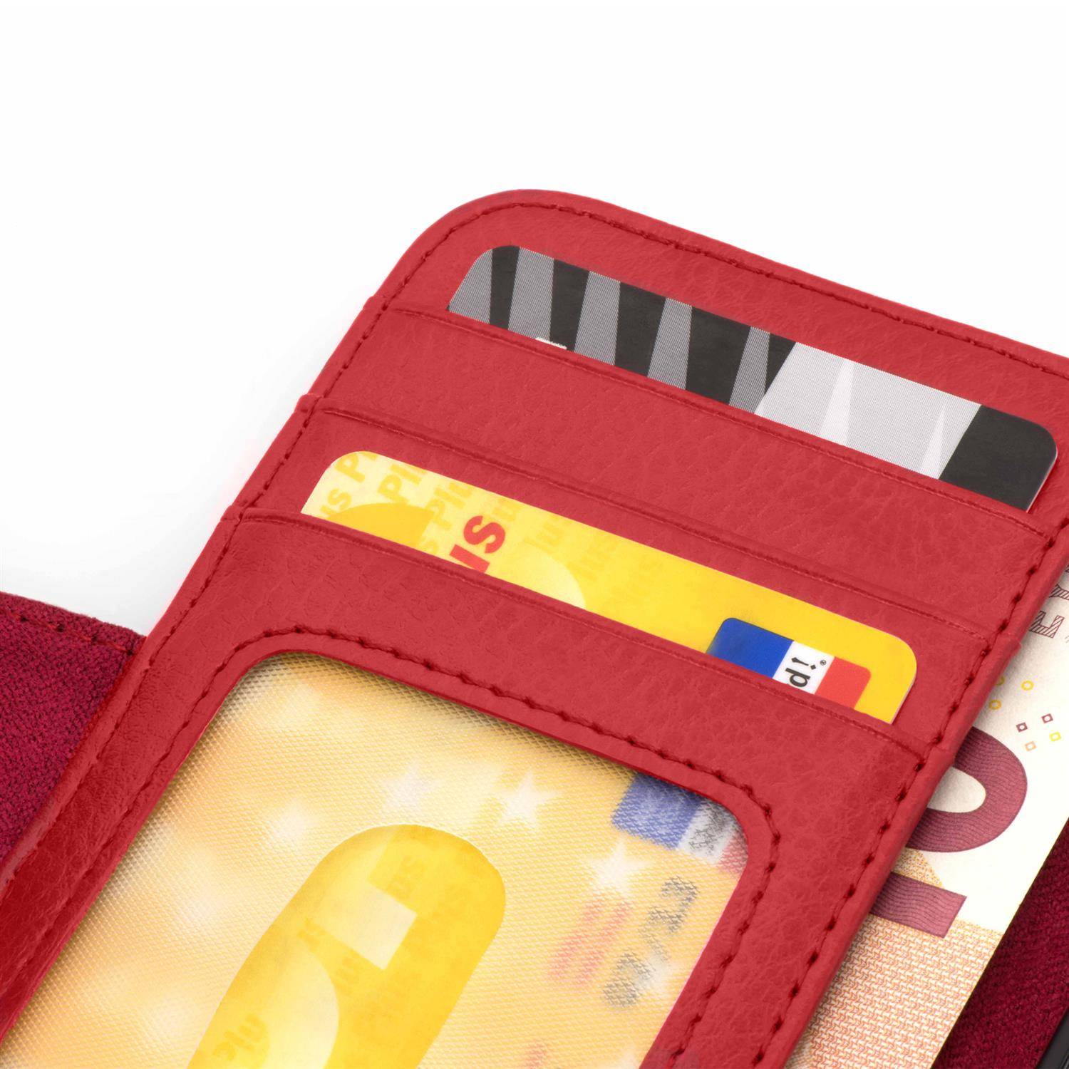 Cadorabo Hülle für Apple iPhone 13 PRO MAX in Rot Backcover Handy Schutz Hülle Book Case Booklet Kartenfächer