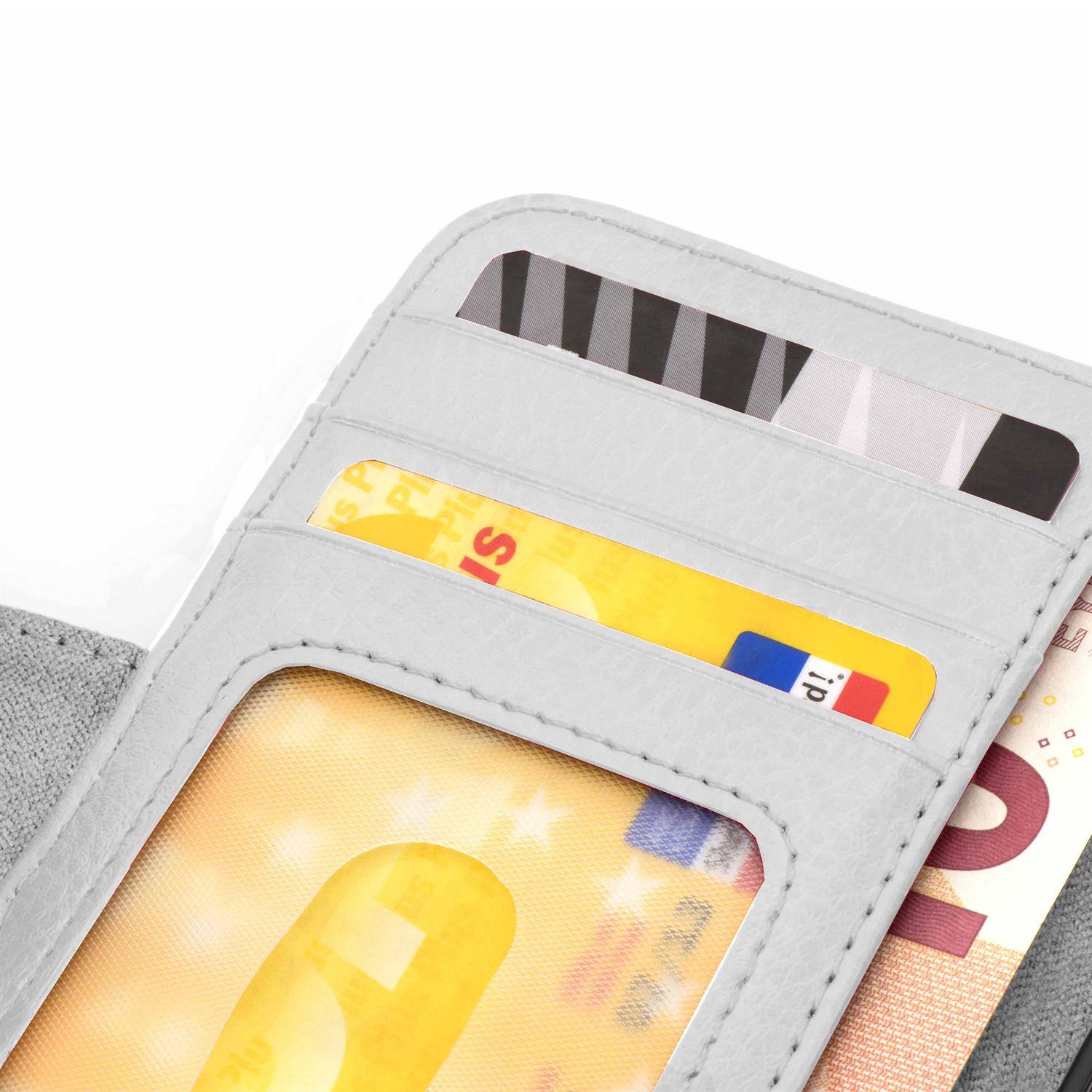 Cadorabo Hülle für Apple iPhone 13 PRO MAX in Weiß Backcover Handy Schutz Hülle Book Case Booklet Kartenfächer