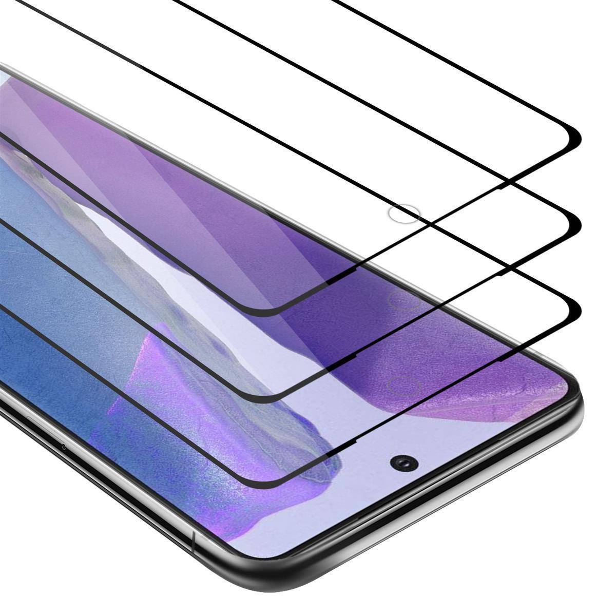 Cadorabo 3x Vollbild Panzer Folie für Samsung Galaxy S20 Schutzfolie in Schwarz Tempered Display-Schutzglas