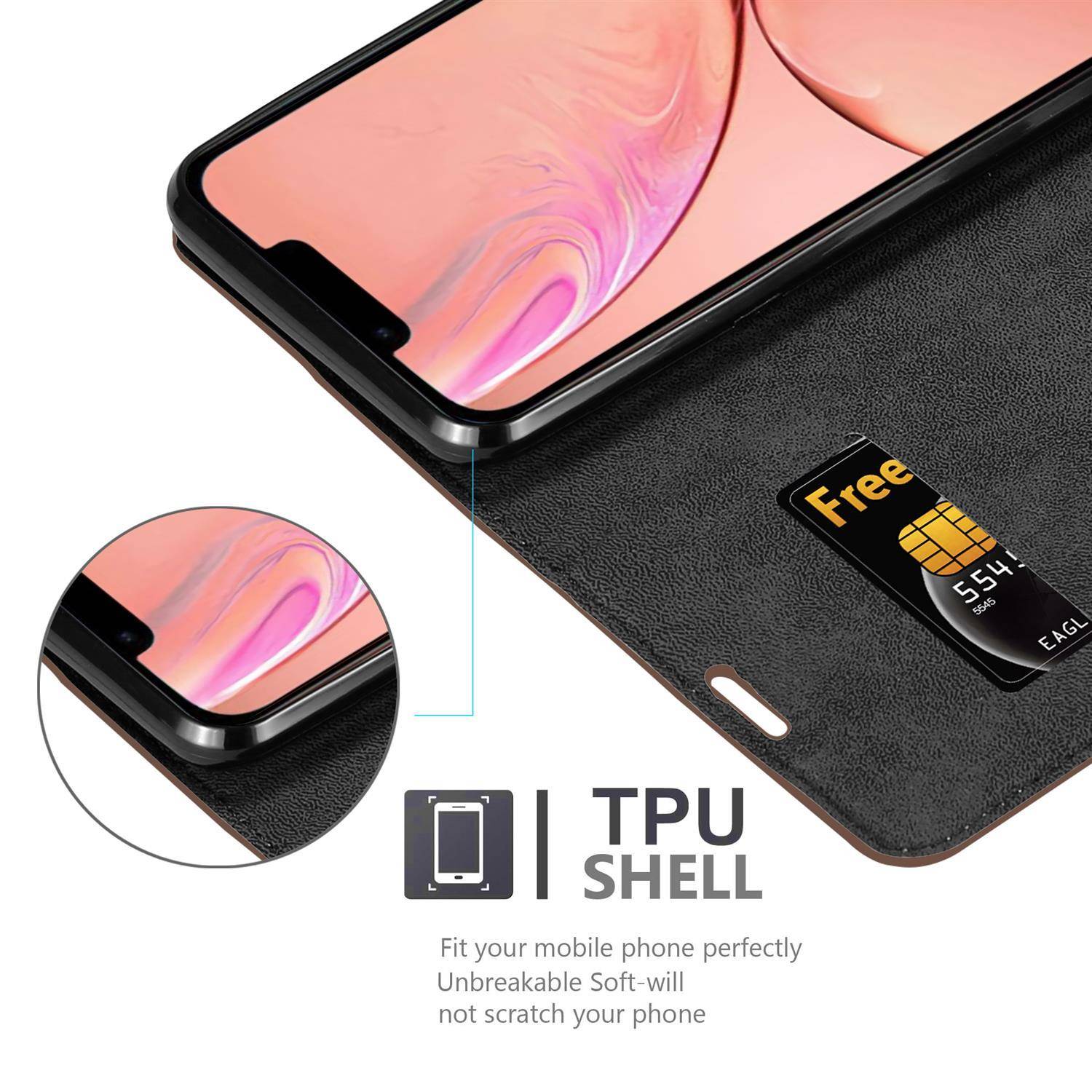 Cadorabo Hülle für Apple iPhone 13 Schutz Hülle in Braun Handyhülle Etui Case Cover Magnetverschluss