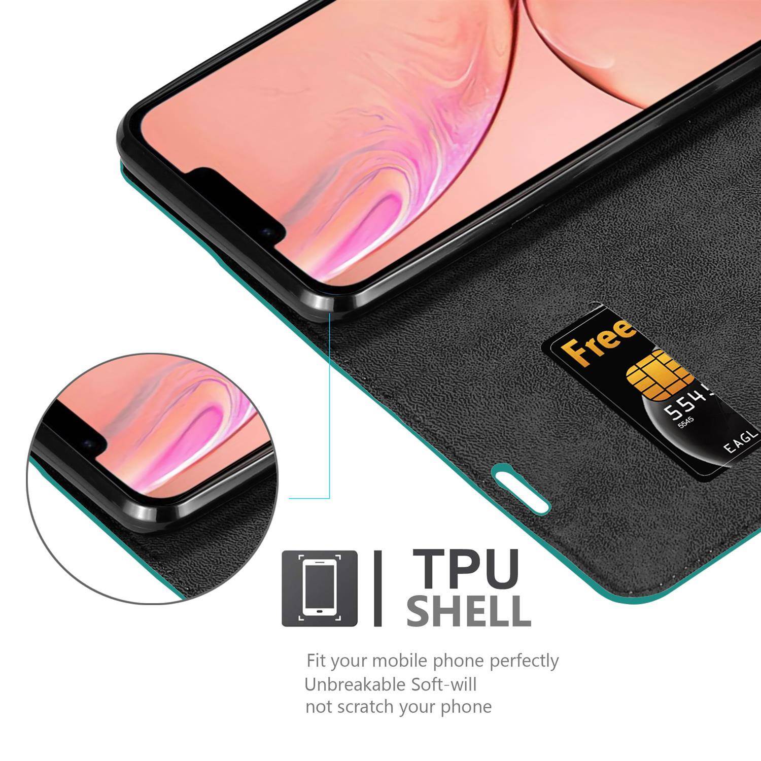 Cadorabo Hülle für Apple iPhone 13 PRO MAX Schutz Hülle in Türkis Handyhülle Etui Case Cover Magnetverschluss