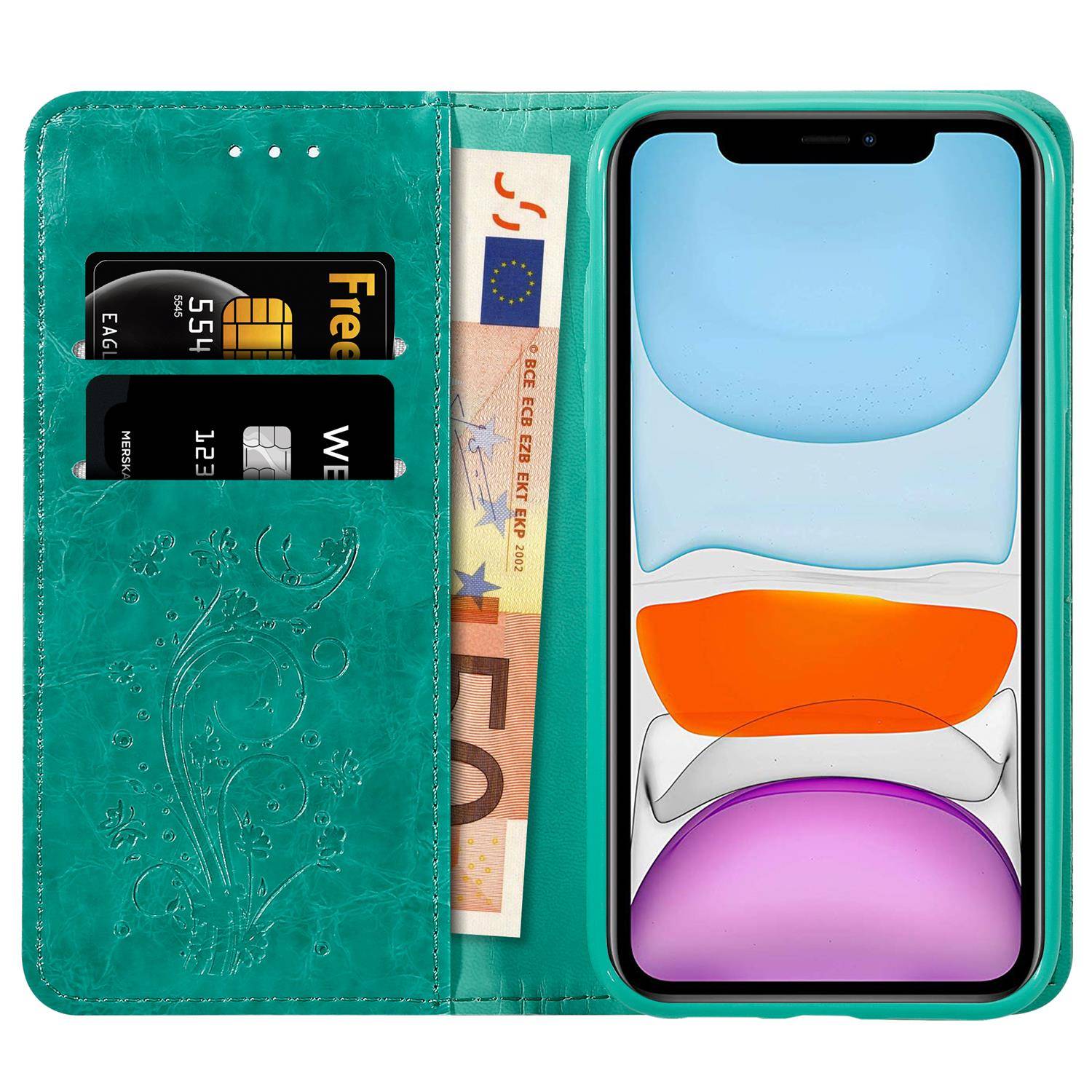 Cadorabo Hülle für Apple iPhone 11 Schutzhülle in Türkis Handyhülle Etui Cover Case Standfunktion