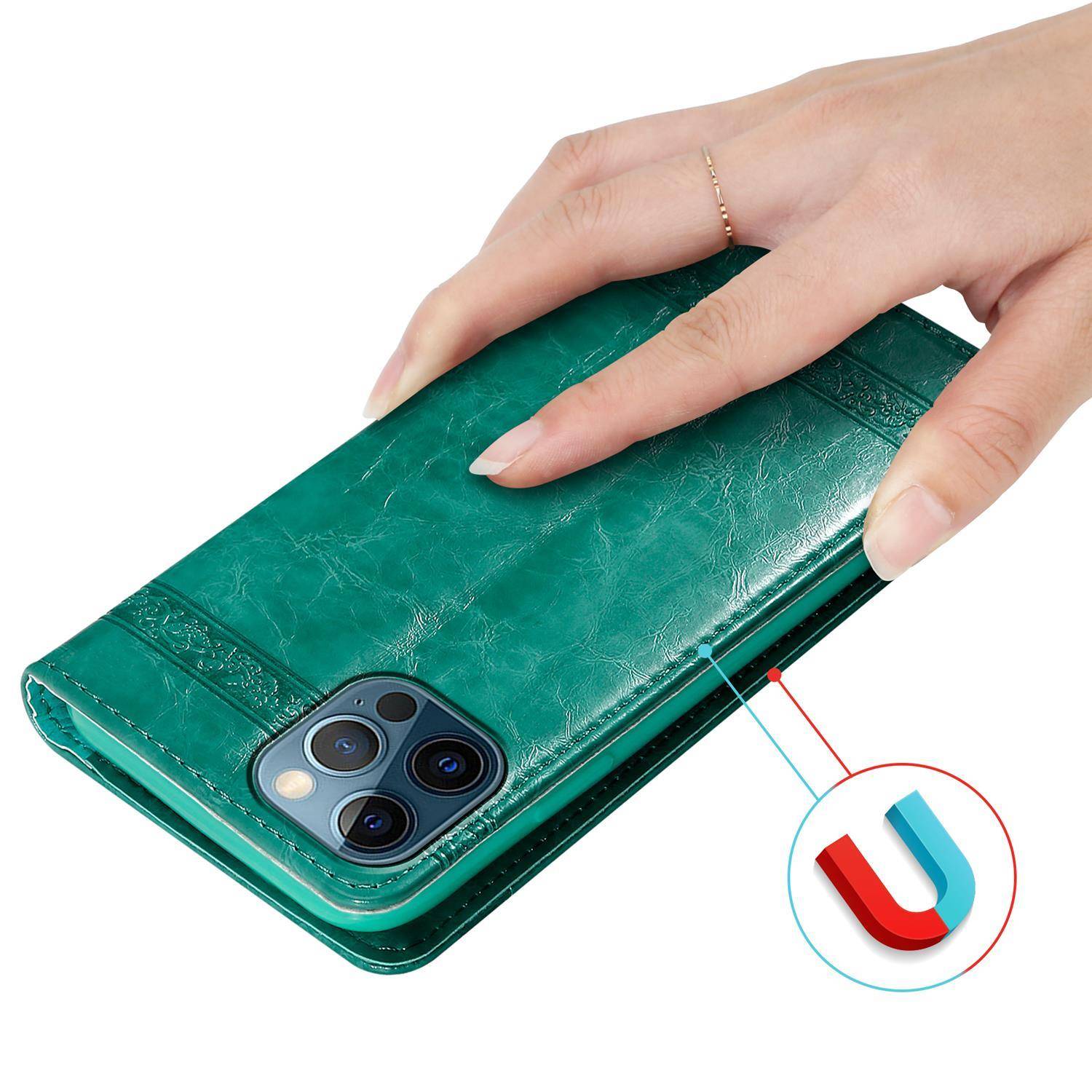 Cadorabo Hülle für Apple iPhone 12 PRO MAX Schutzhülle in Türkis Handyhülle Etui Cover Case Standfunktion