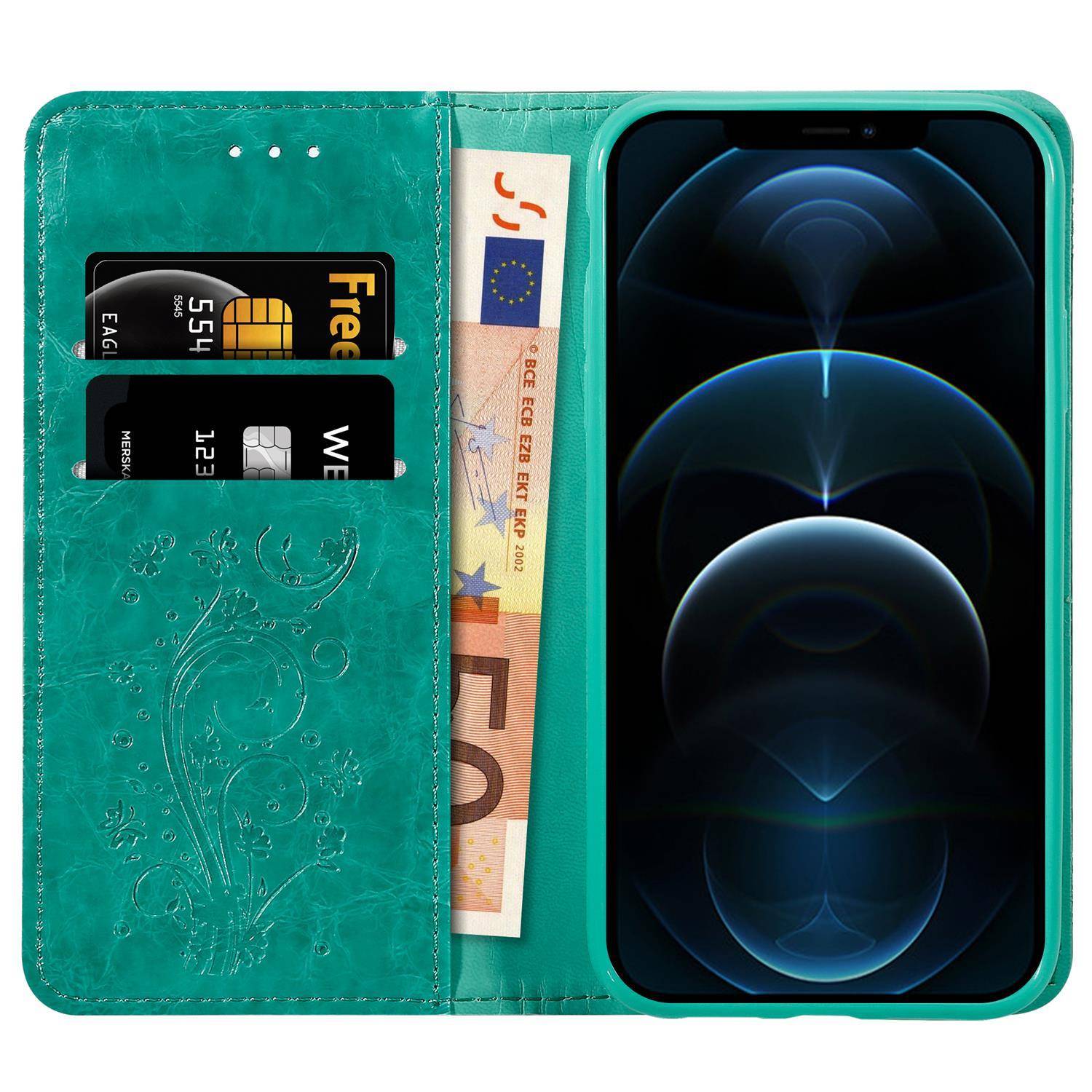 Cadorabo Hülle für Apple iPhone 12 PRO MAX Schutzhülle in Türkis Handyhülle Etui Cover Case Standfunktion