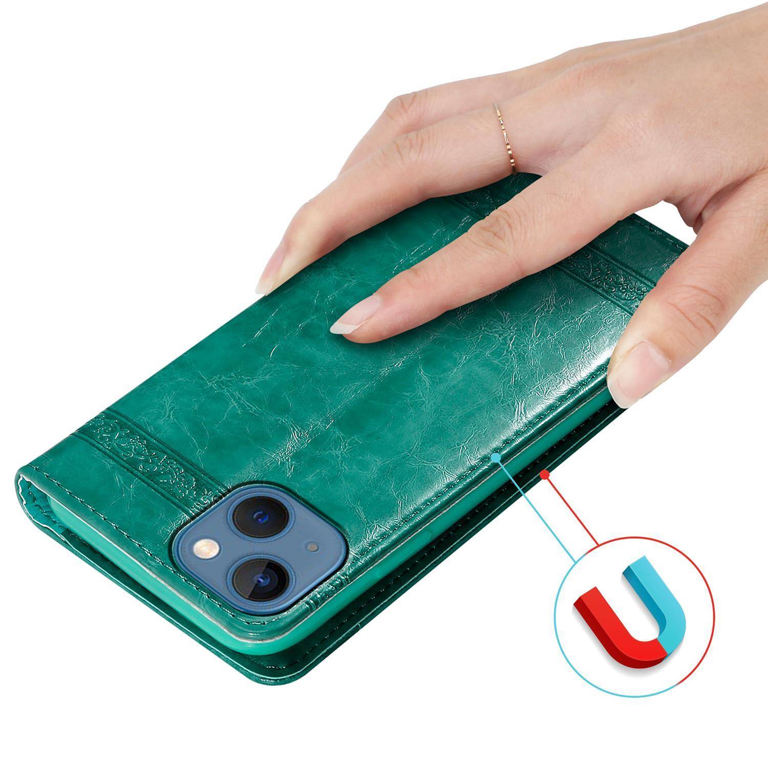 Cadorabo Hülle für Apple iPhone 13 MINI Schutzhülle in Türkis Handyhülle Etui Cover Case Standfunktion