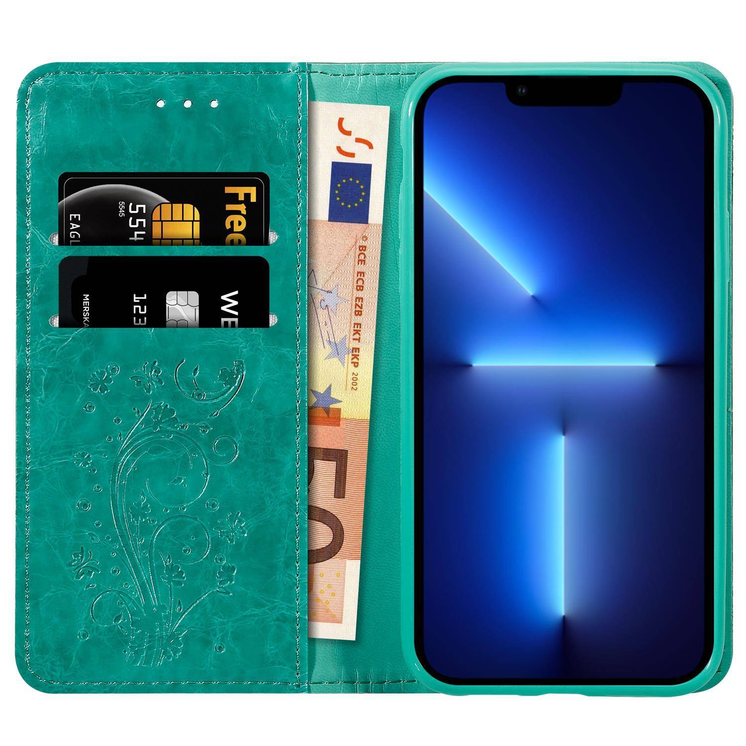 Cadorabo Hülle für Apple iPhone 13 PRO Schutzhülle in Türkis Handyhülle Etui Cover Case Standfunktion