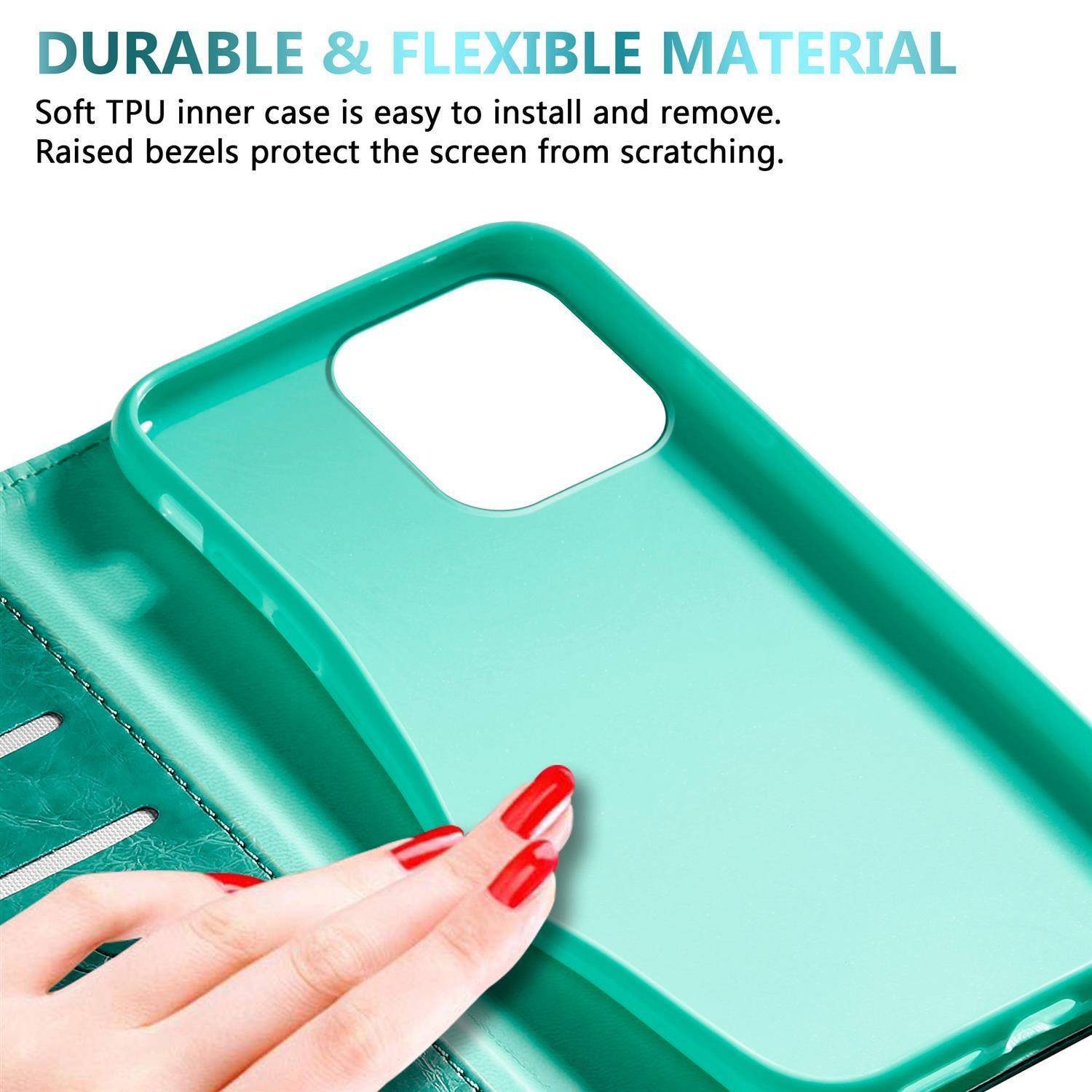 Cadorabo Hülle für Apple iPhone 13 PRO MAX Schutzhülle in Türkis Handyhülle Etui Cover Case Standfunktion