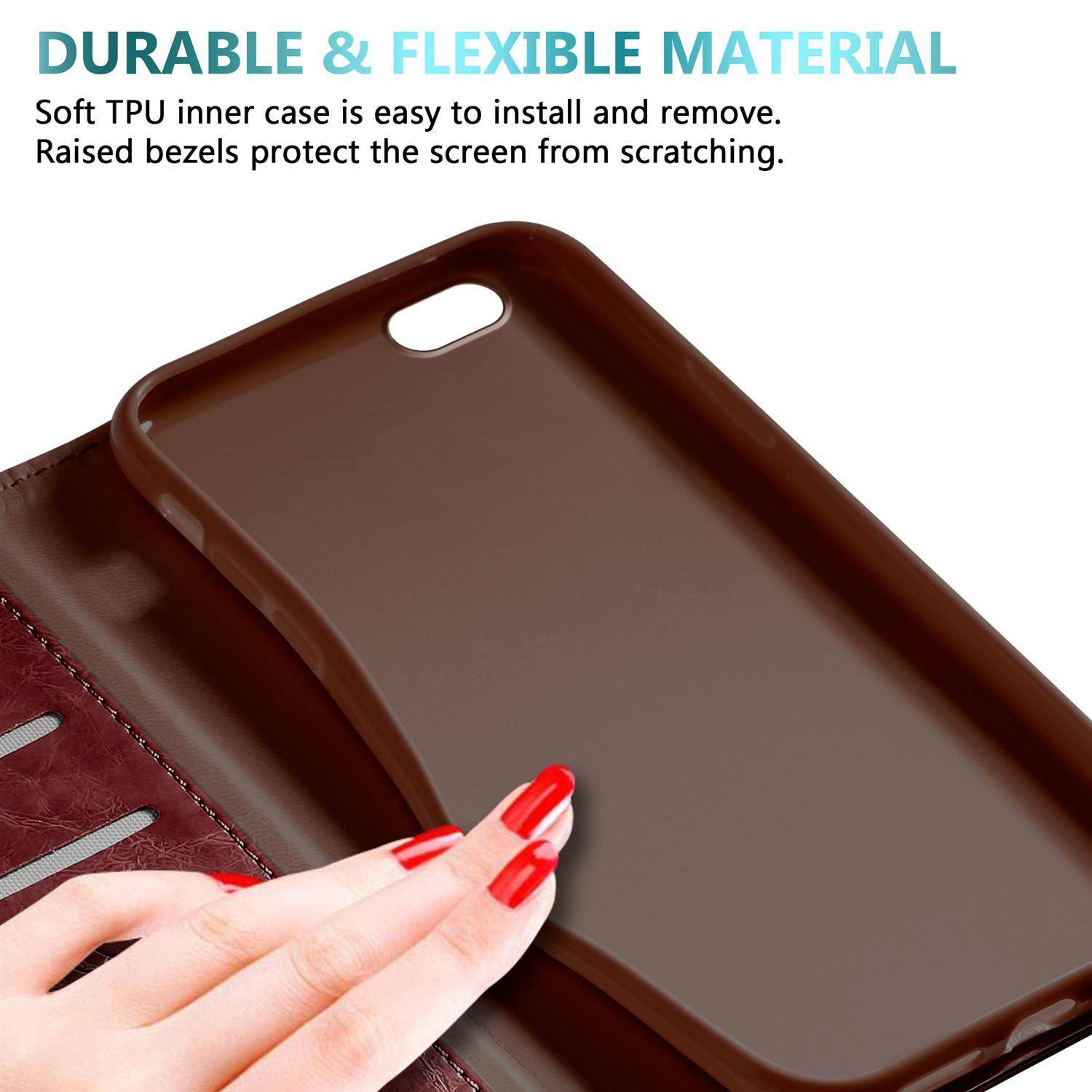 Cadorabo Hülle für Apple iPhone 6 / 6S Schutzhülle in Rot Handyhülle Etui Cover Case Standfunktion