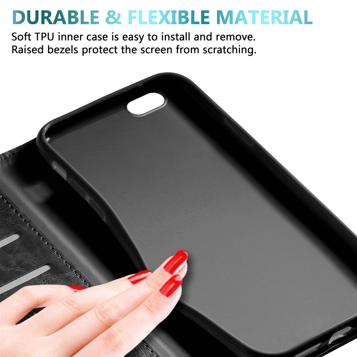 Cadorabo Hülle für Apple iPhone 6 PLUS / 6S PLUS Schutzhülle in Schwarz Handyhülle Etui Cover Case Standfunktion