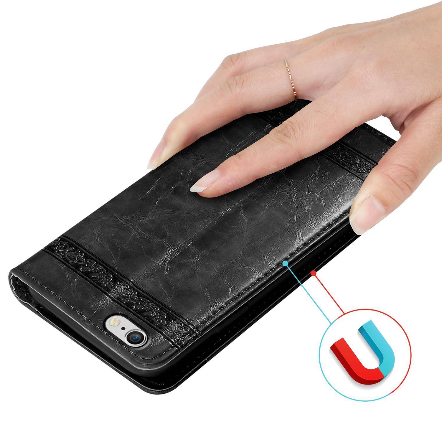 Cadorabo Hülle für Apple iPhone 6 PLUS / 6S PLUS Schutzhülle in Schwarz Handyhülle Etui Cover Case Standfunktion